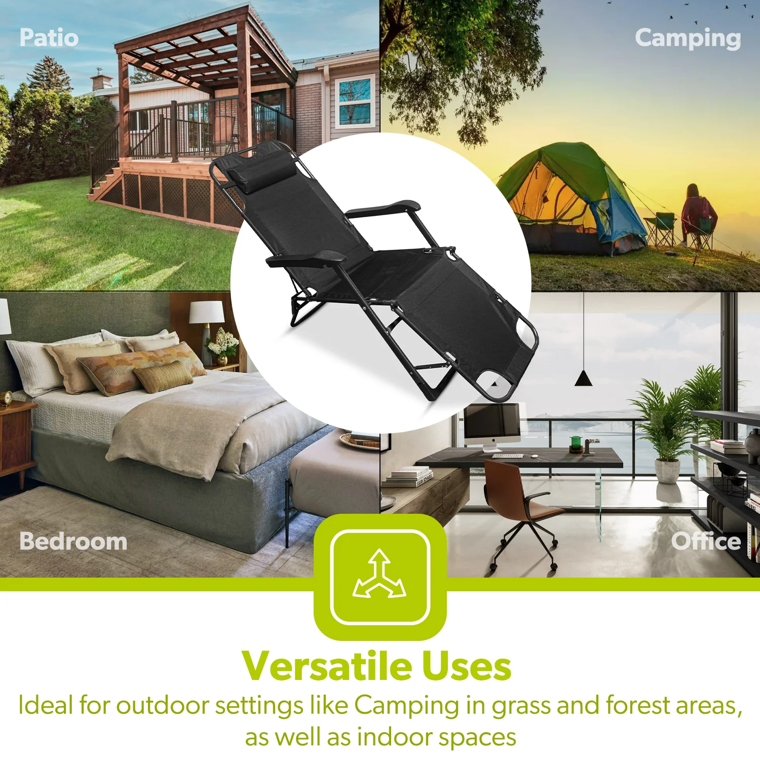 2-In-1 Mesh Camping Chair and Folding Bed With Cushion - Image 9