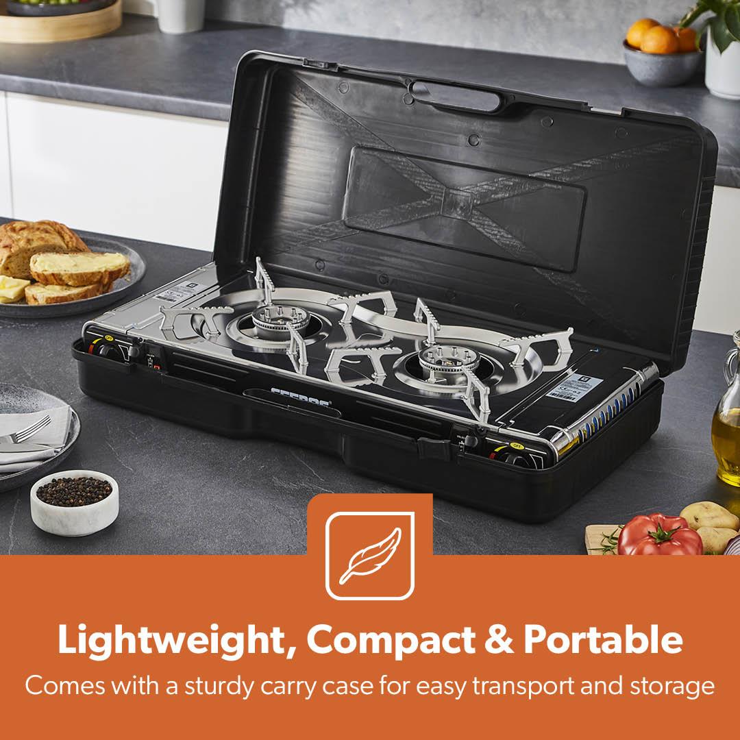 2-In-1 Portable Camping Gas Stove, Double Burner With Carry Case - Image 3