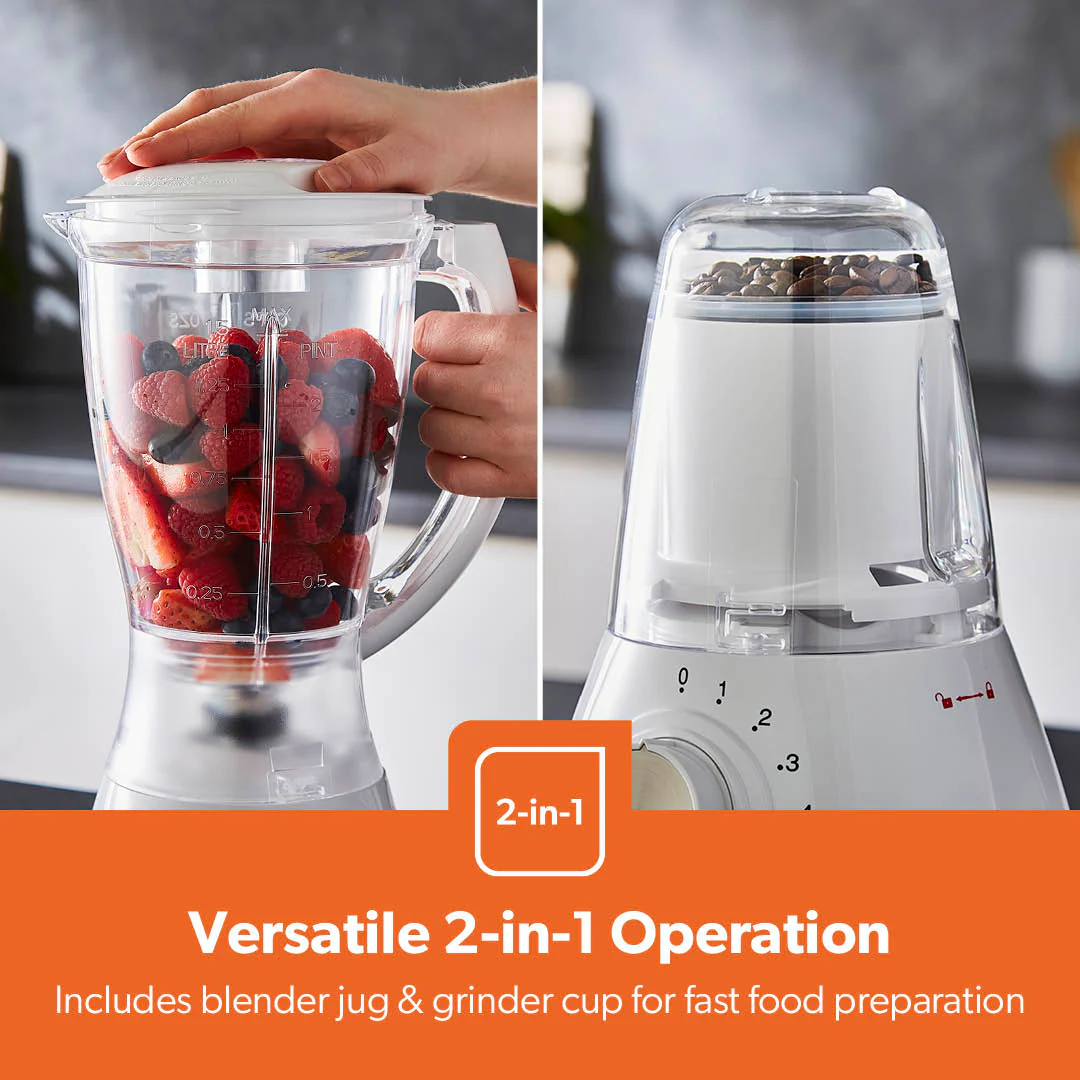 2-In-1 Portable Food Jug Blender & Grinder 1.5L, White - Image 3