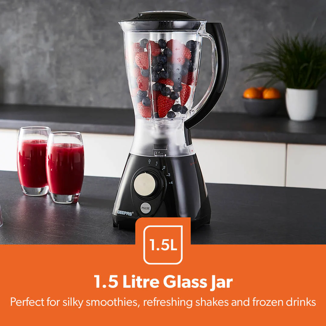 2-In-1 Black Portable Food Jug Blender and Grinder 1.5L - Image 3