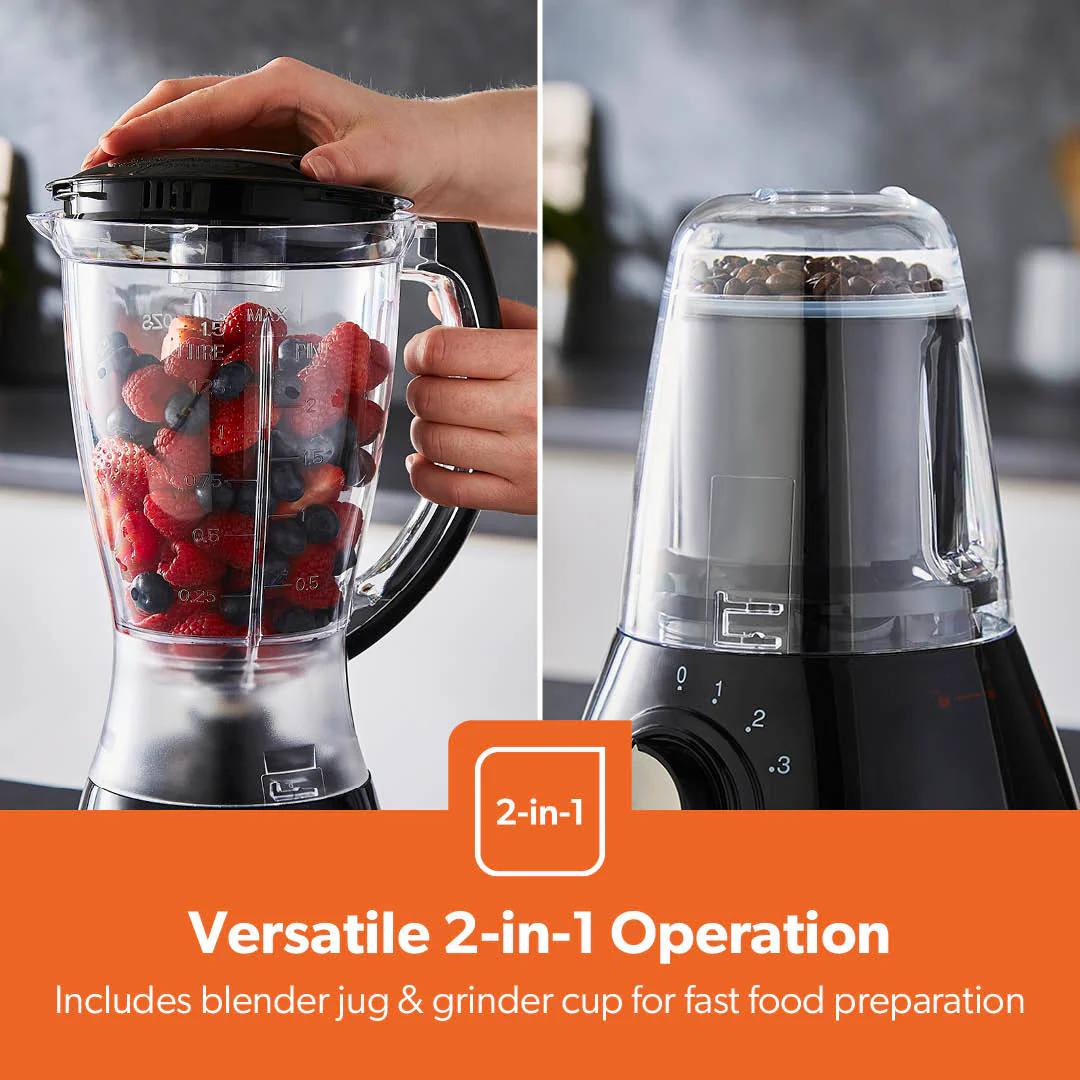 2-In-1 Black Portable Food Jug Blender and Grinder 1.5L - Image 7
