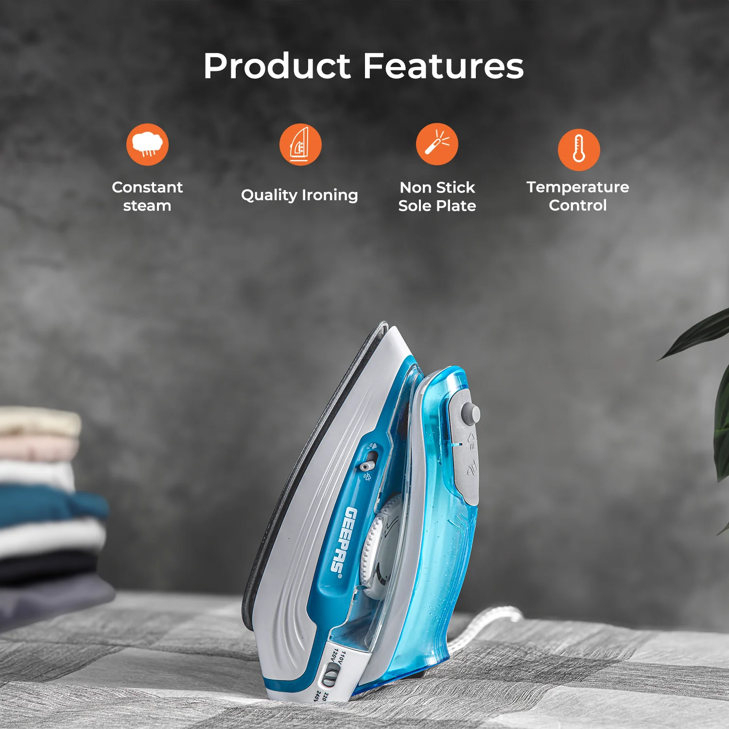 2-In-1 Portable Wet and Dry Travel Iron With Foldable Handle - Image 2