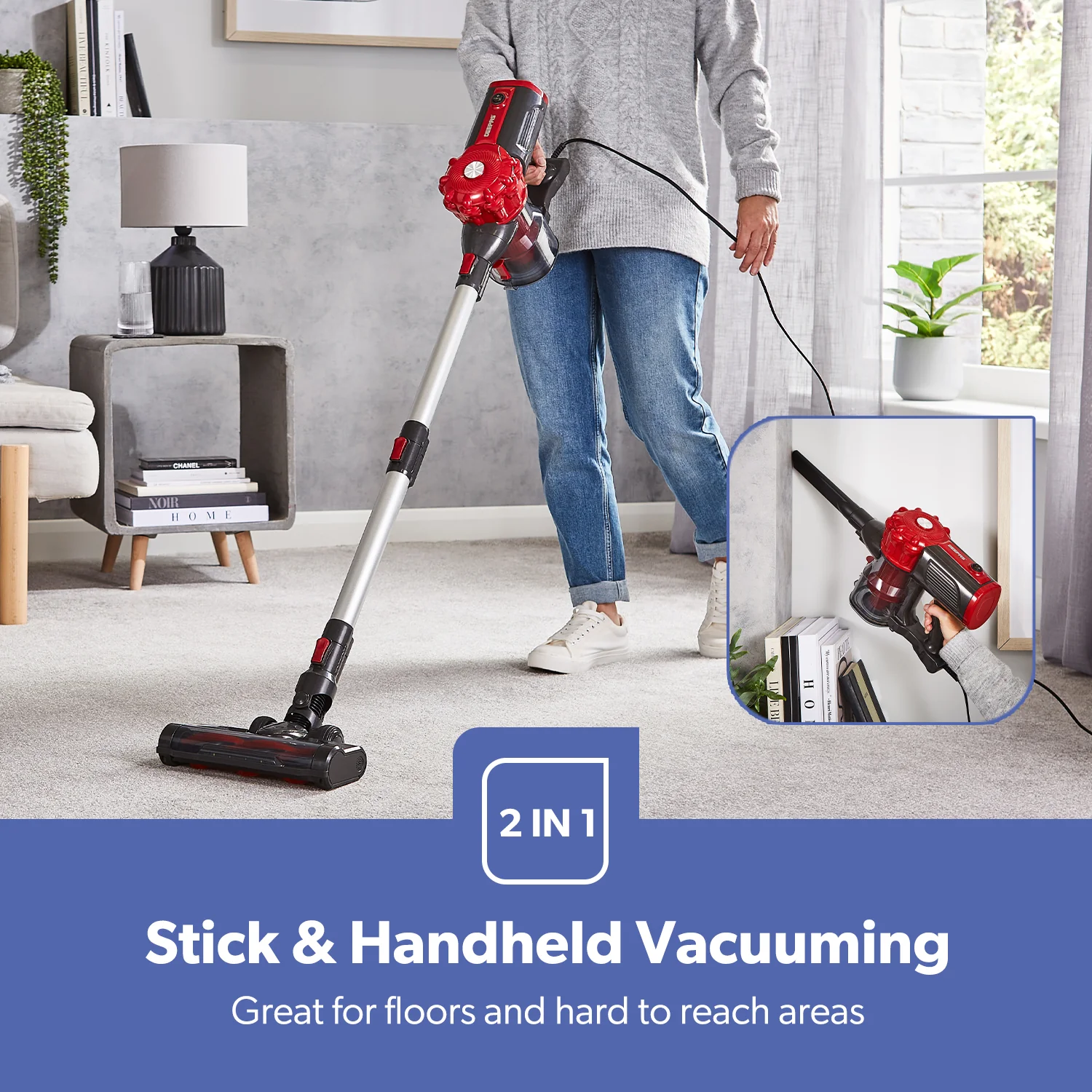 2-in-1 Vacuum Cleaner 600W Stick & Handheld Bagless Lightweight - Image 3