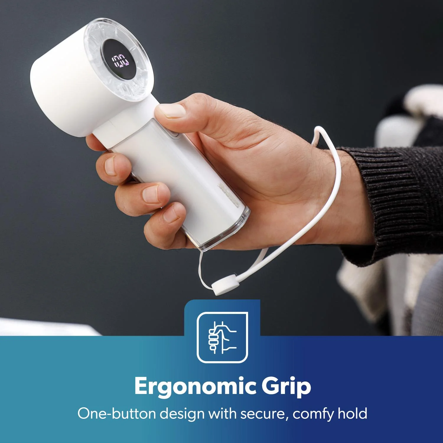 2-Pack White Hand Held Mini Digital 100-Speed Travel Fans - Image 3