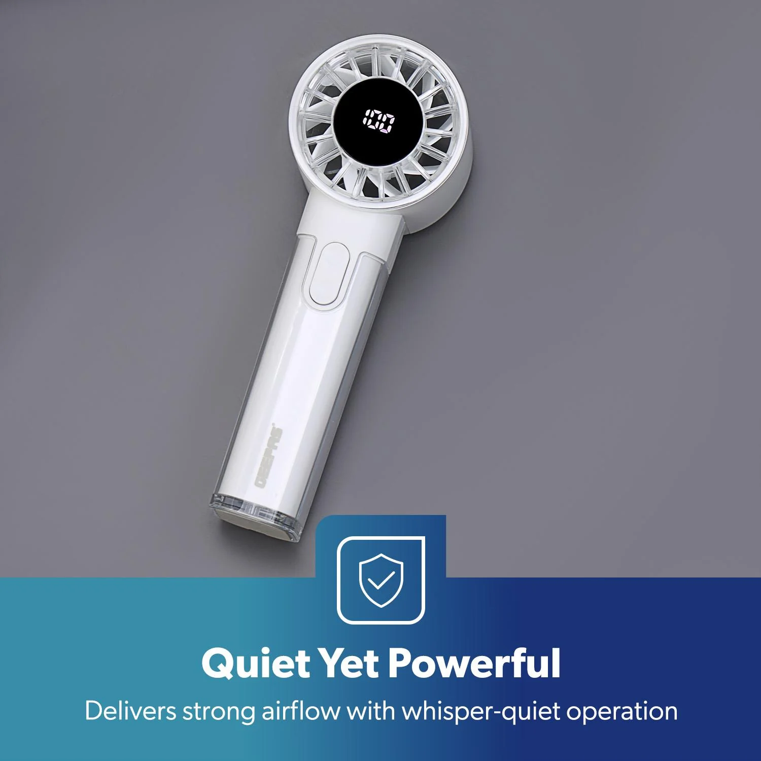 2-Pack White Hand Held Mini Digital 100-Speed Travel Fans - Image 9