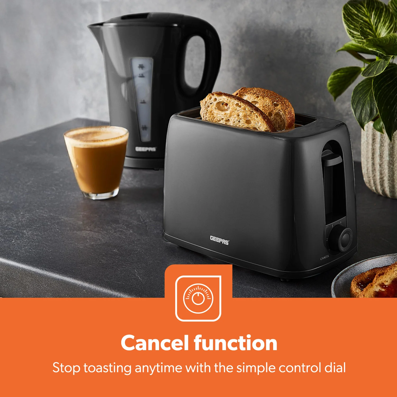 2-Slice Black Bread Toaster With 6 Level Browning Control - Image 7