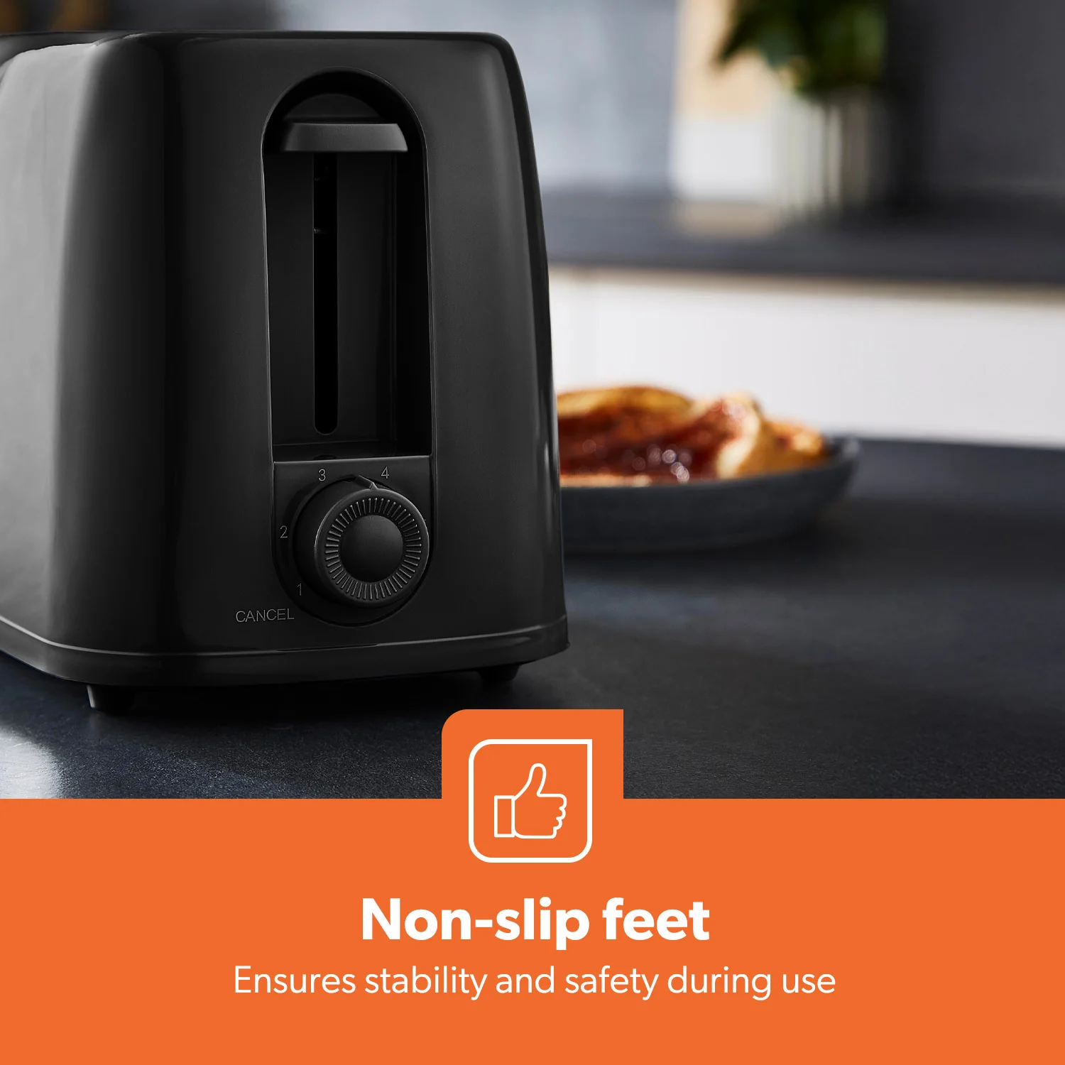 2-Slice Black Bread Toaster With 6 Level Browning Control - Image 8