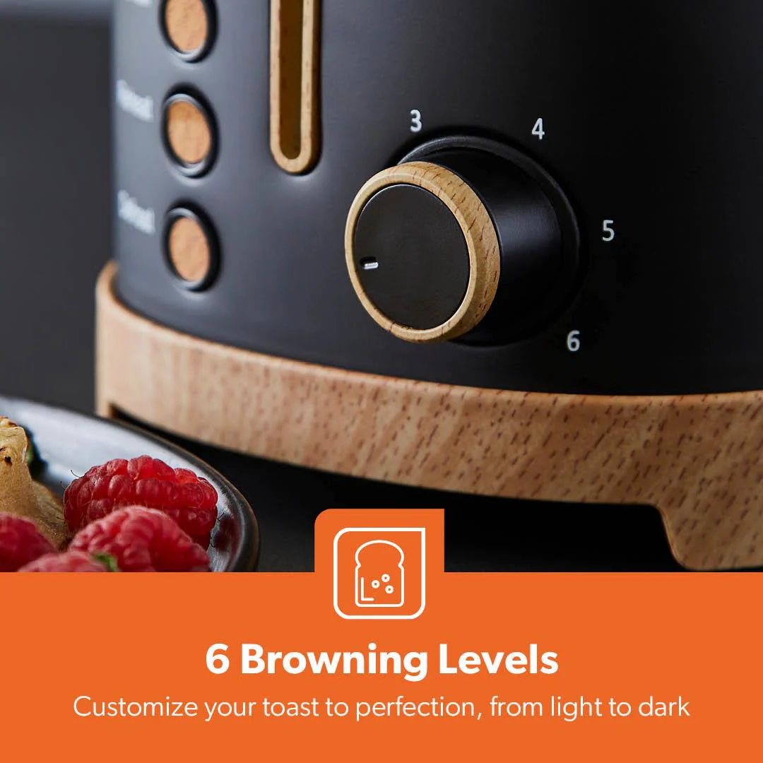 2-Slice NordiQ Black Toaster With 6 Browning Levels - Image 4