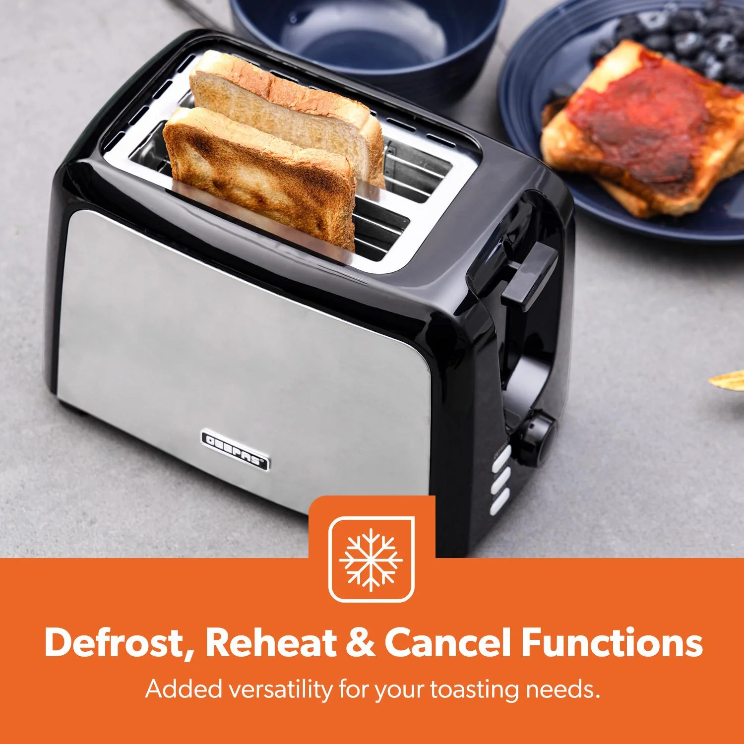 2-Slice Silver Toaster with 7 Browning Levels, 750W - Image 3