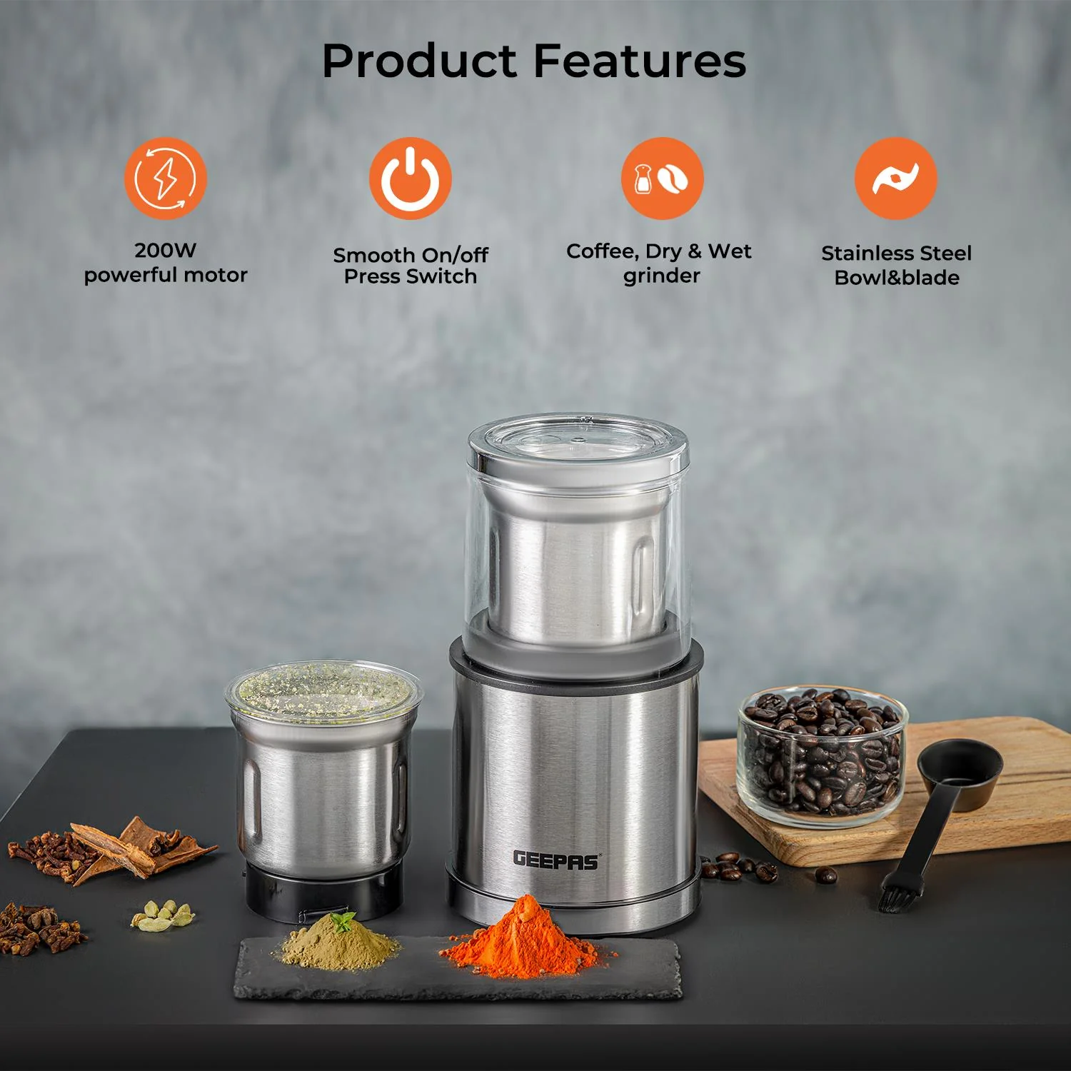 20 Bar Espresso Coffee Machine & 200W Coffee Spice Grinder Set - Image 3