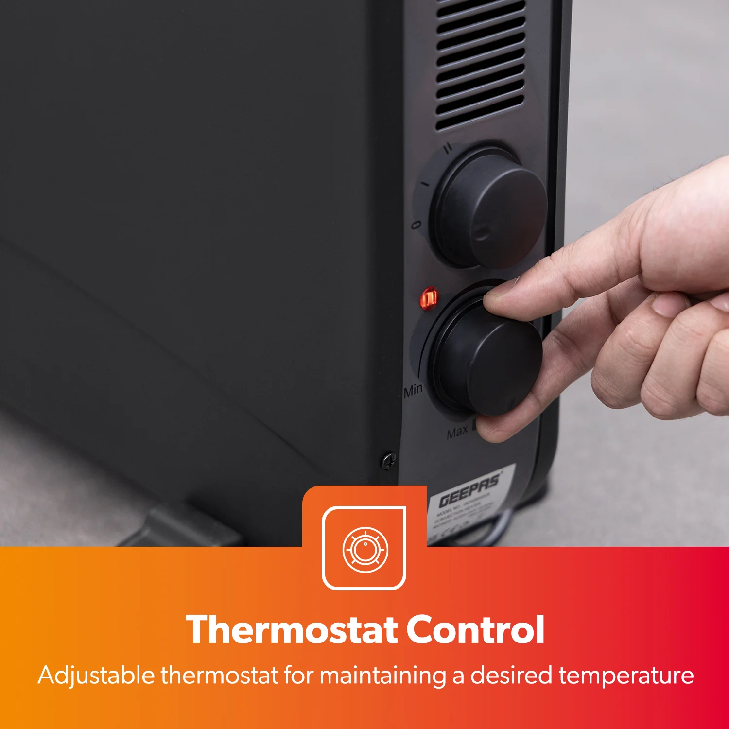 2000W Black Freestanding Convector Heater With Thermostat - Image 4