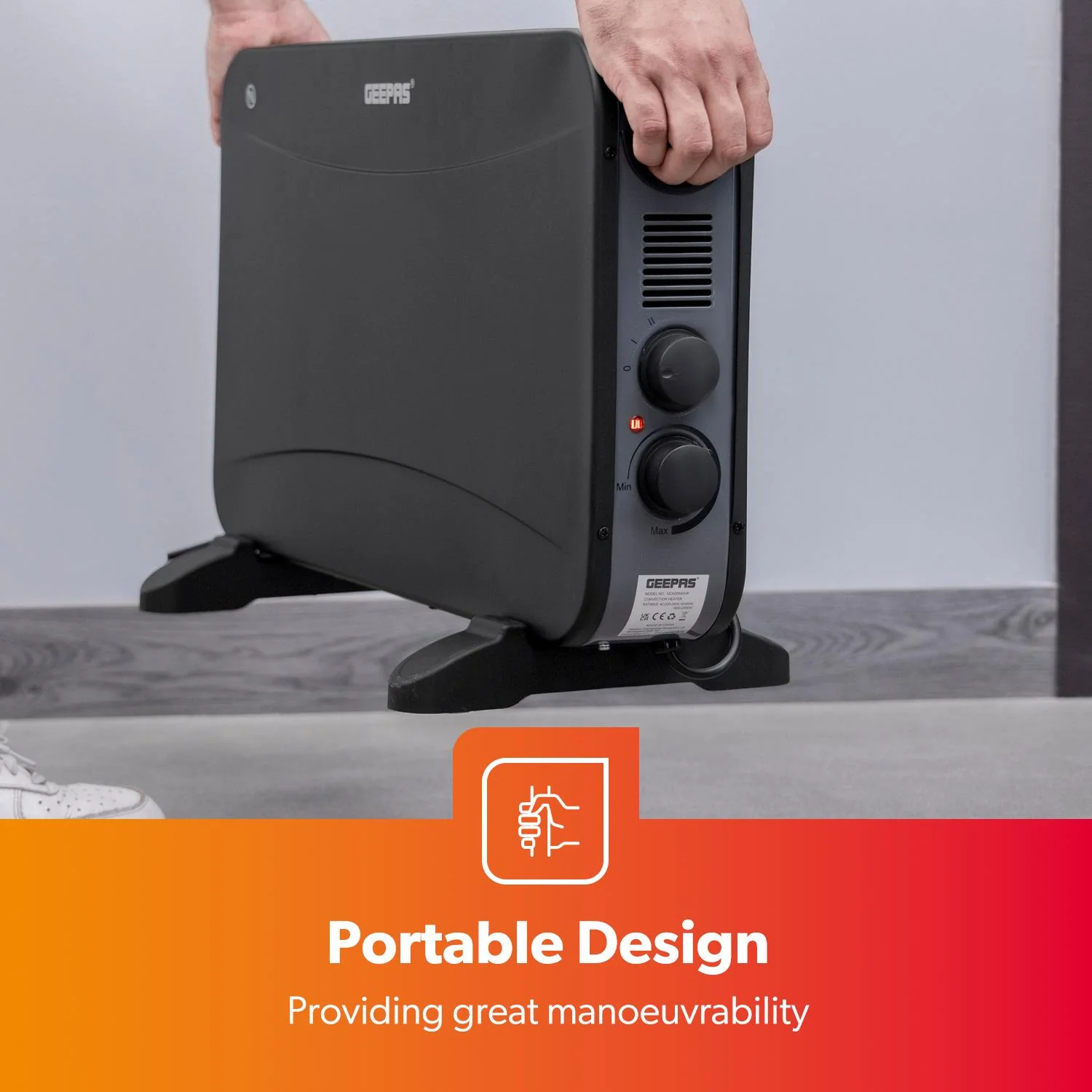 2000W Black Freestanding Convector Heater With Thermostat - Image 7