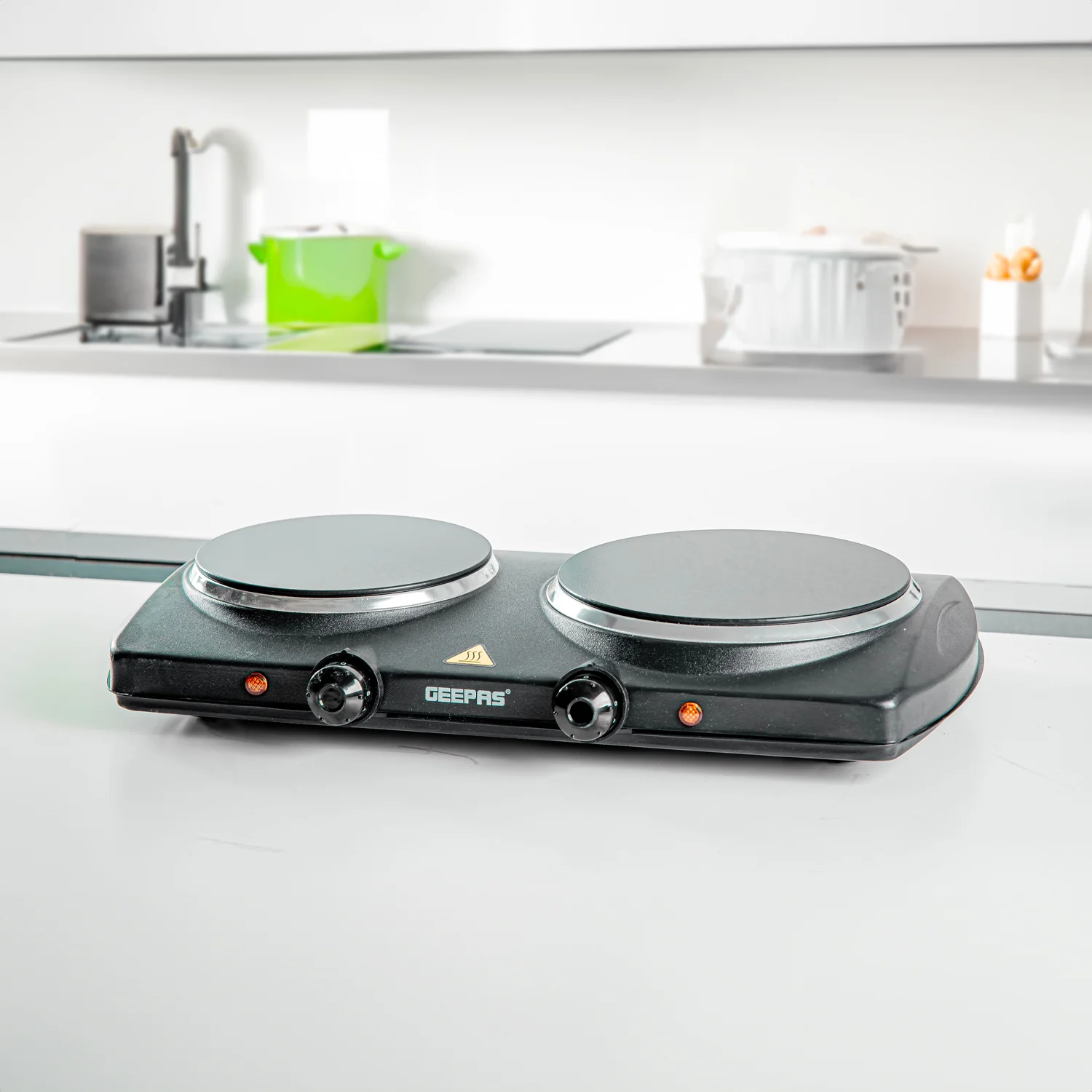 2000W Black Double Burner Portable Ceramic Hot Plate - Image 2