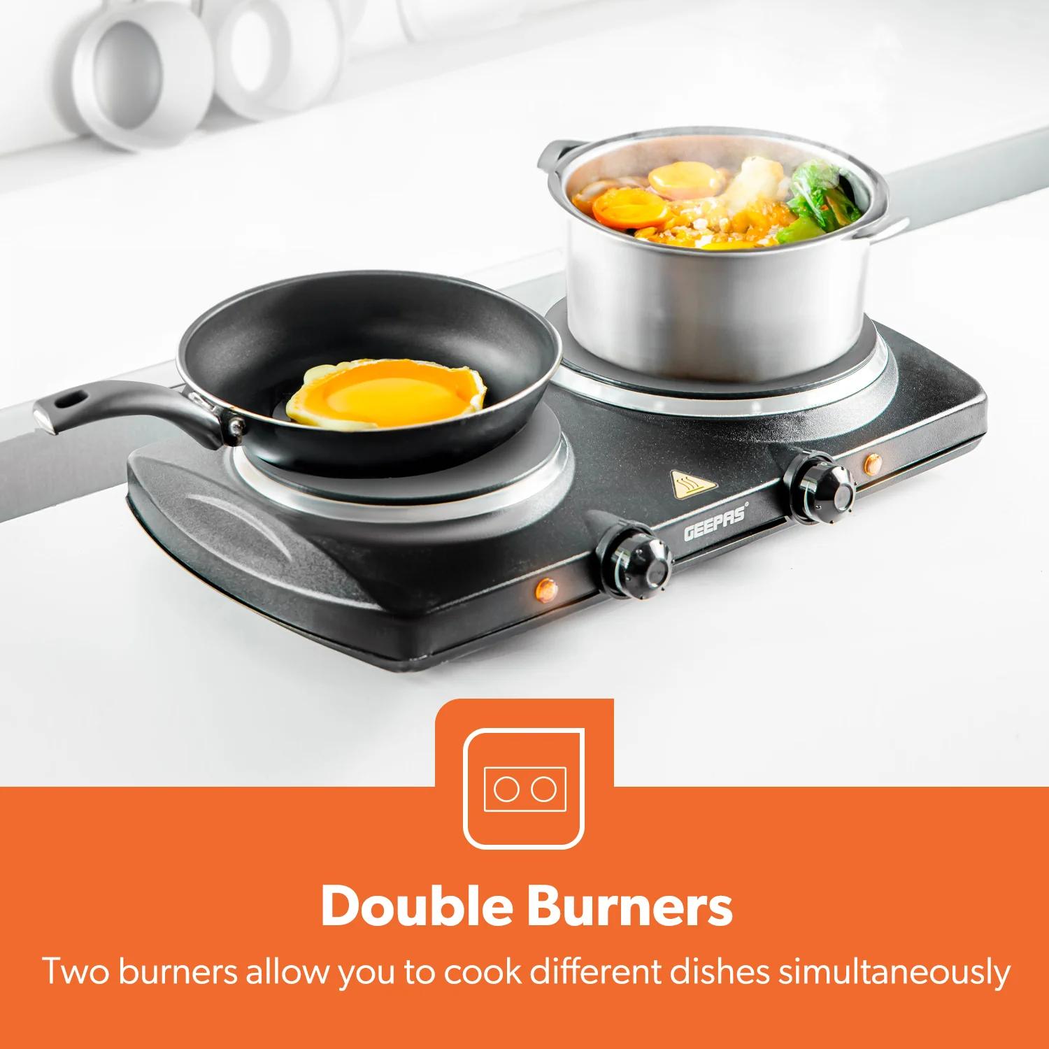 2000W Black Double Burner Portable Ceramic Hot Plate - Image 3