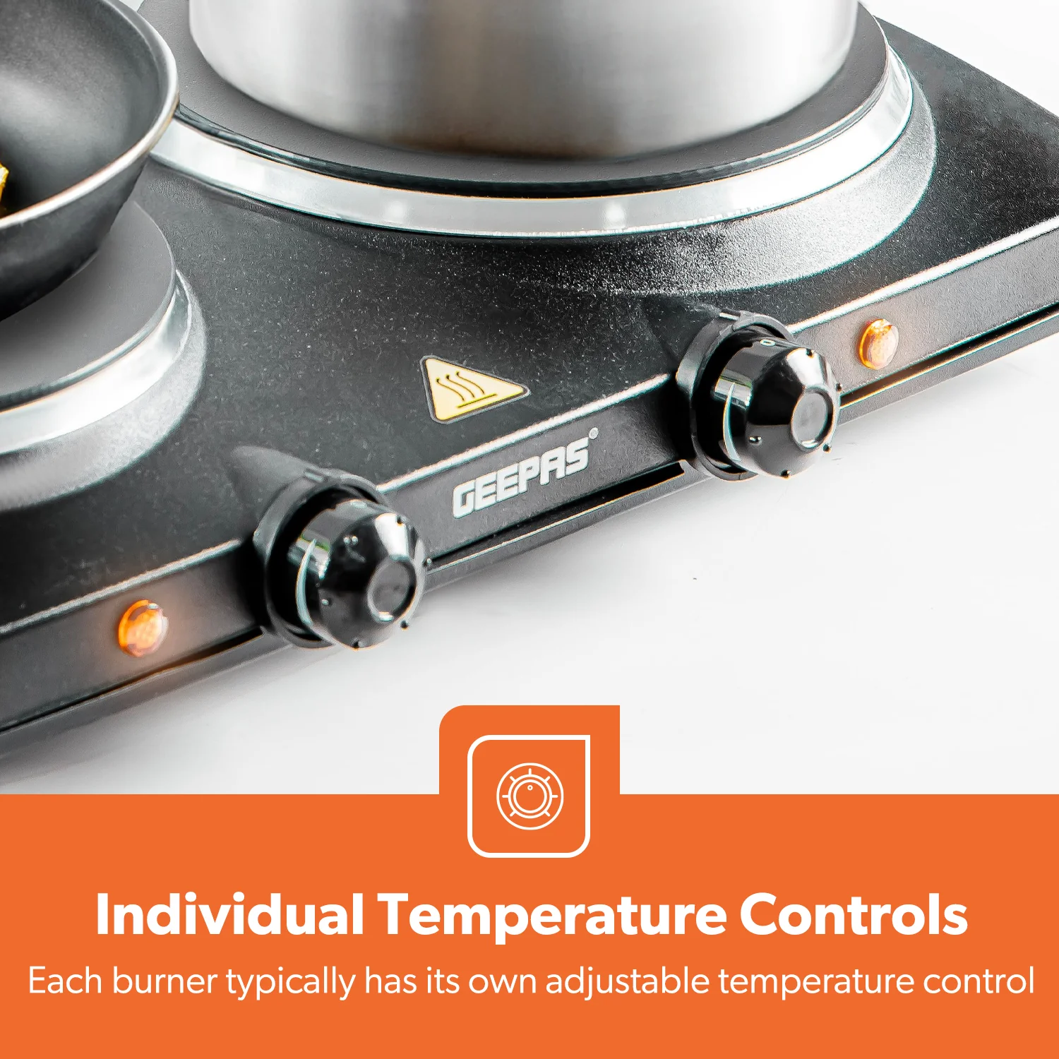 2000W Black Double Burner Portable Ceramic Hot Plate - Image 4