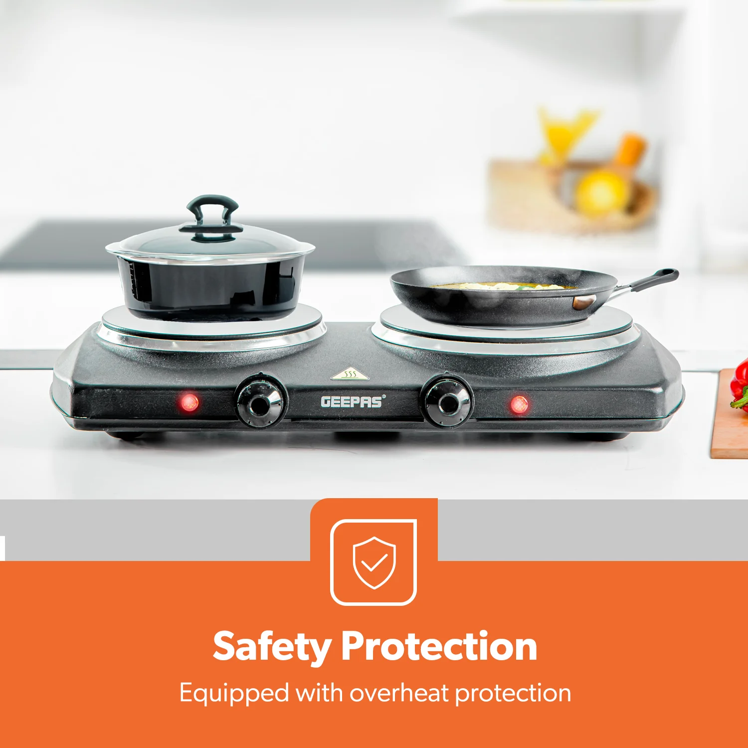 2000W Black Double Burner Portable Ceramic Hot Plate - Image 7