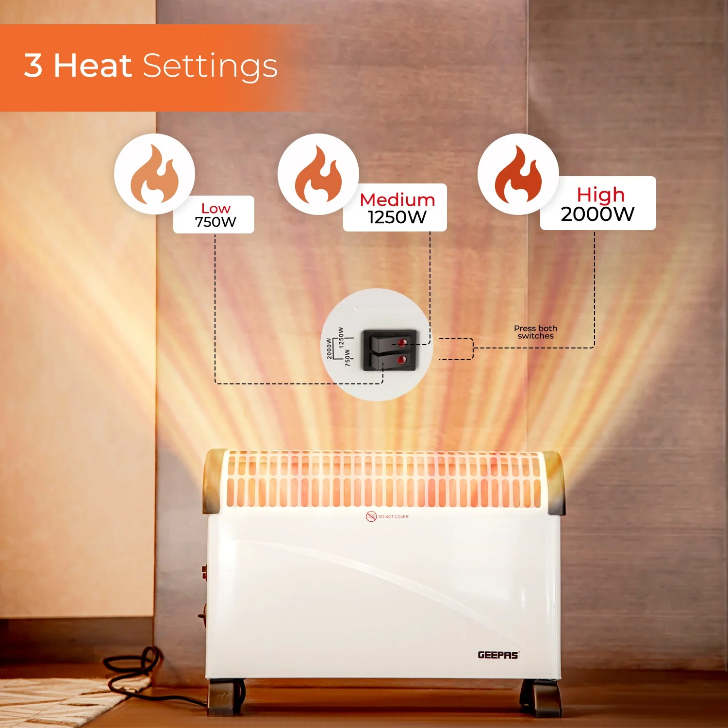 Freestanding Convector Radiator Heater 2000W - Image 3