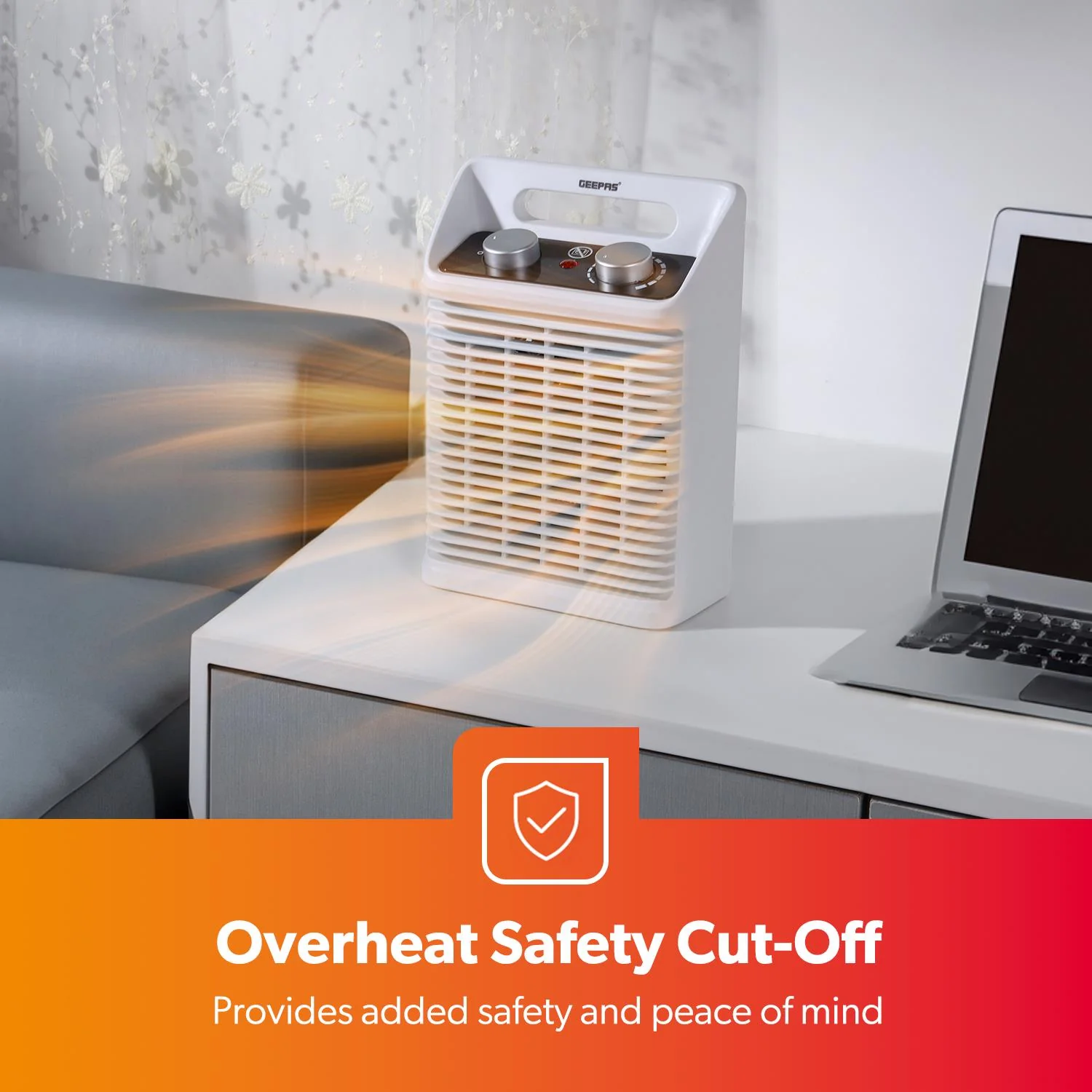 2000W Powerful Box Fan Heater With Adjustable Thermostat - Image 5