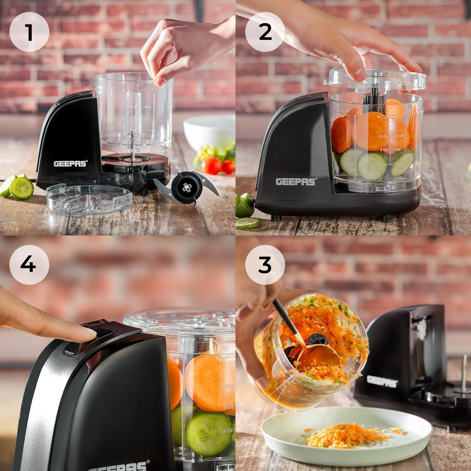 200W Black Multi-Chopper and Mini Food Processor 350ml - Image 4