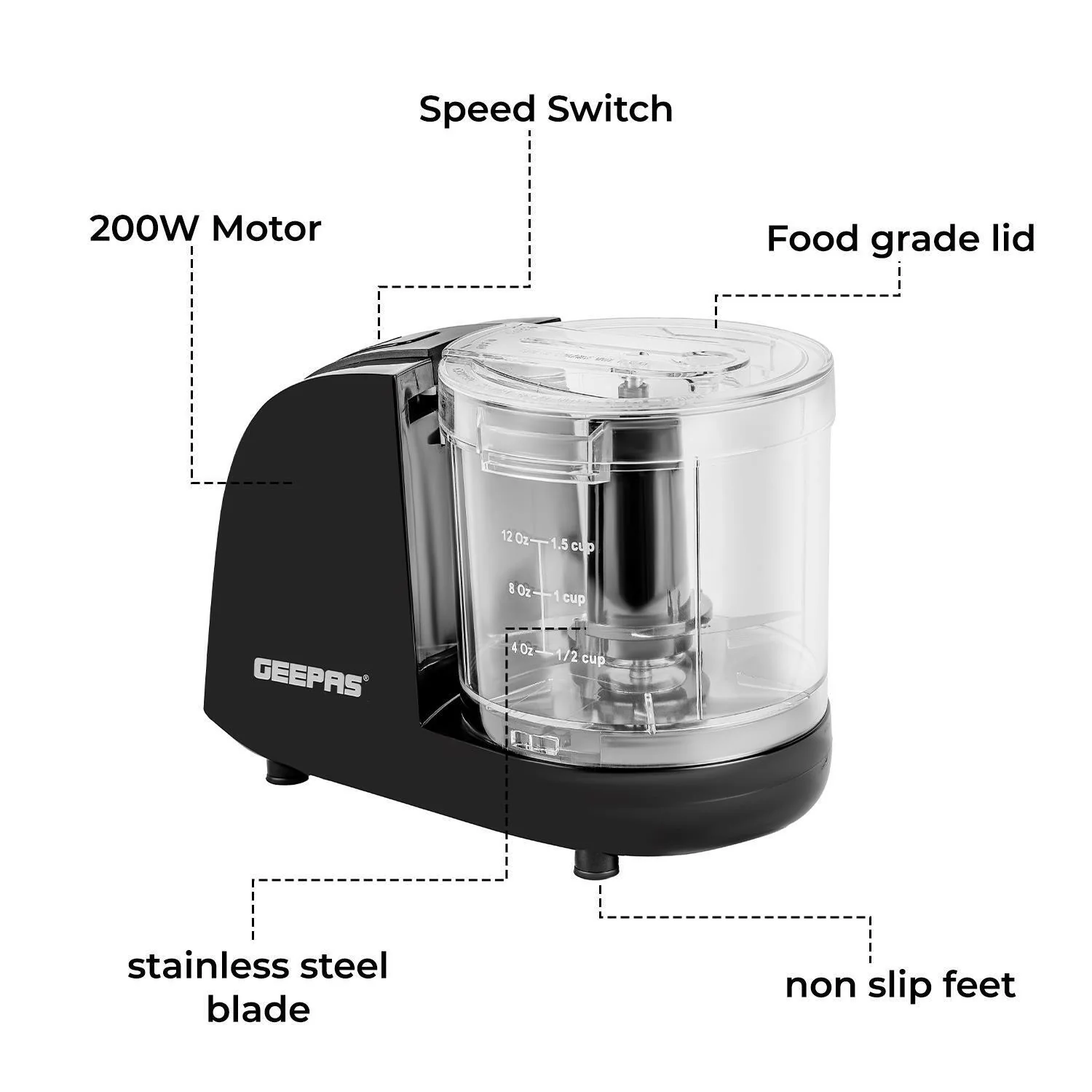 200W Black Multi-Chopper and Mini Food Processor 350ml - Image 7