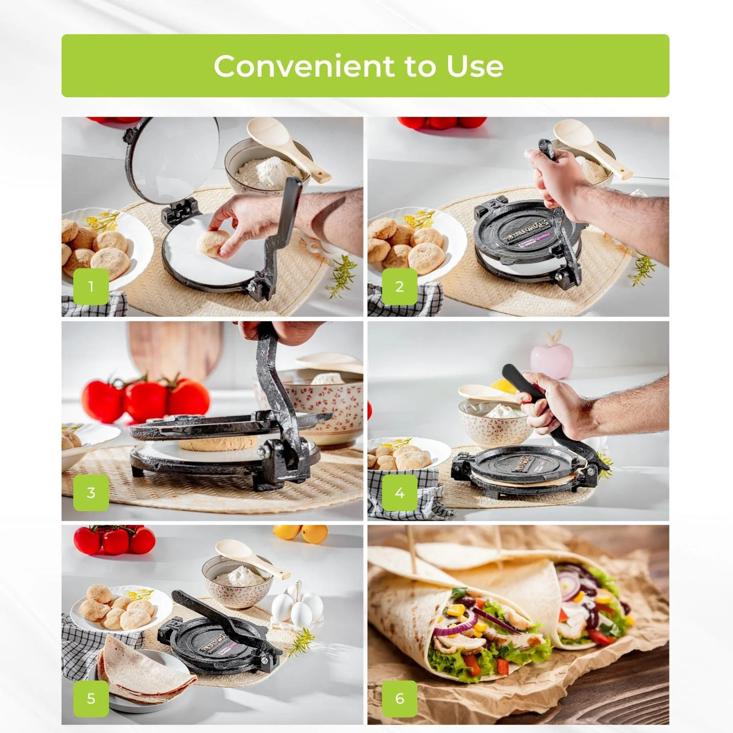 20cm Black Cast Iron Non-Stick Chapati Maker - Image 5