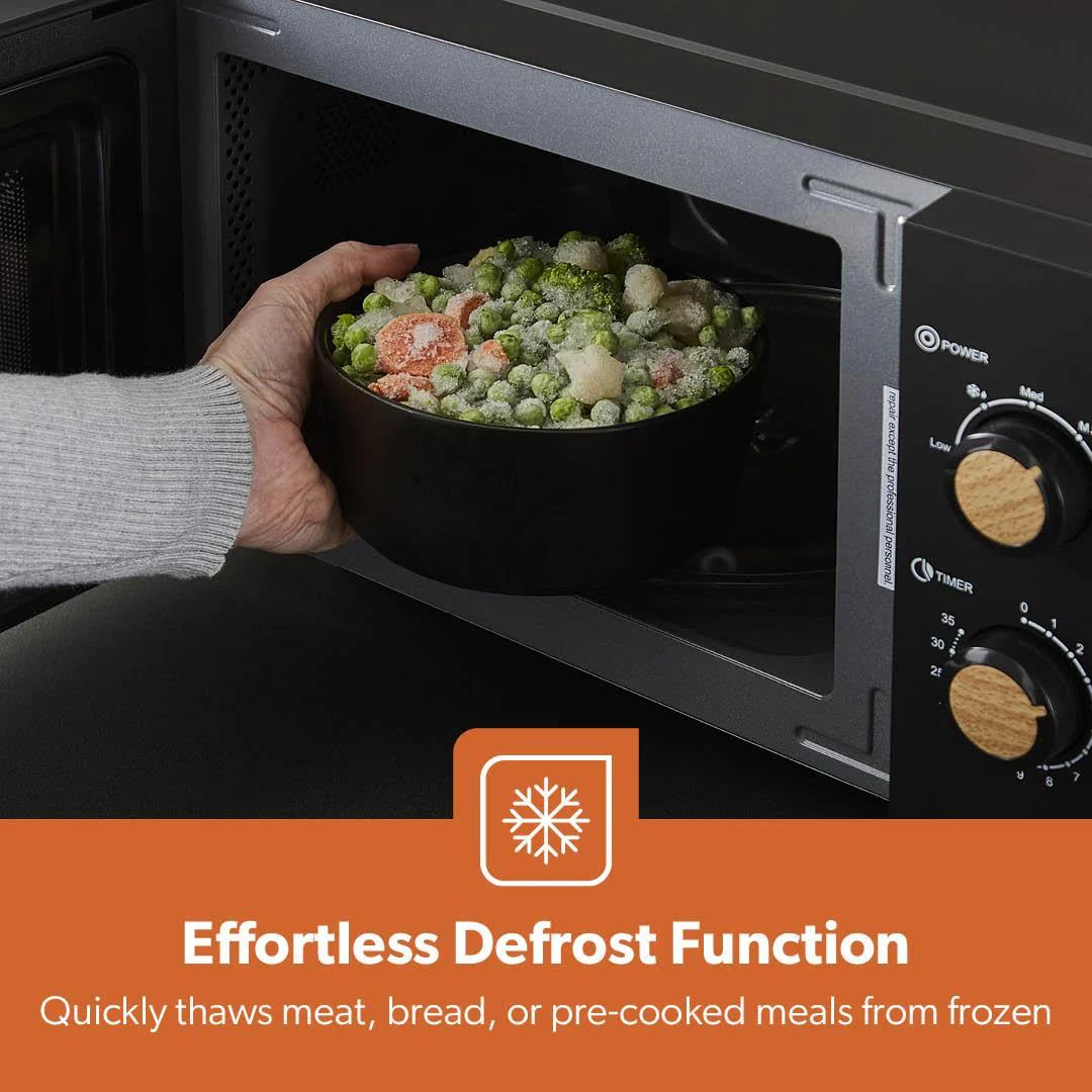 20L Black NordiQ Solo Microwave Oven With 5 Power Modes 700W - Image 7