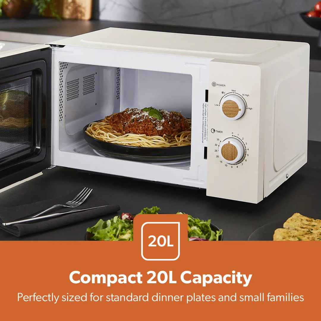 20L Cream NordiQ Solo Microwave Oven With 5 Power Levels 700W - Image 3