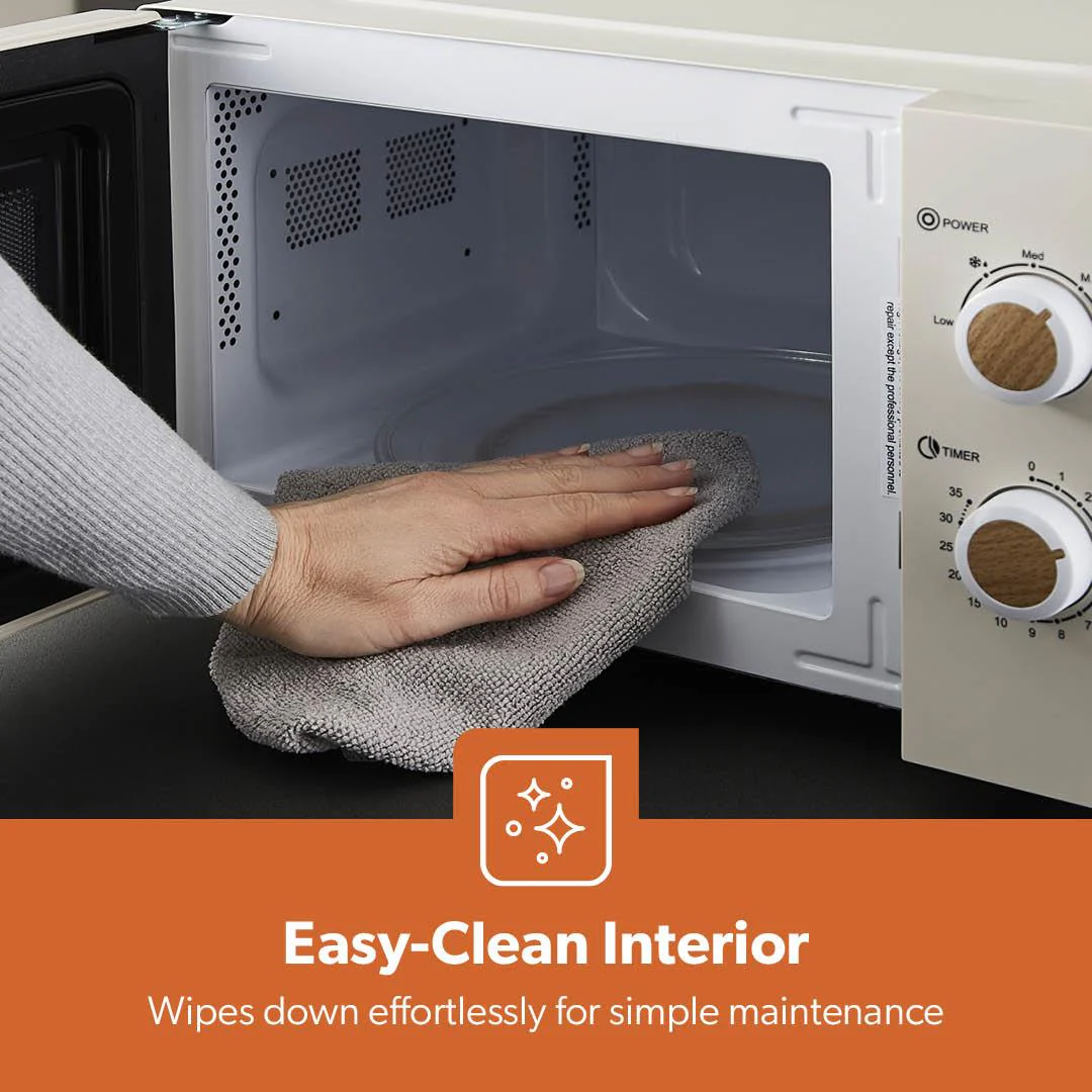 20L Cream NordiQ Solo Microwave Oven With 5 Power Levels 700W - Image 4