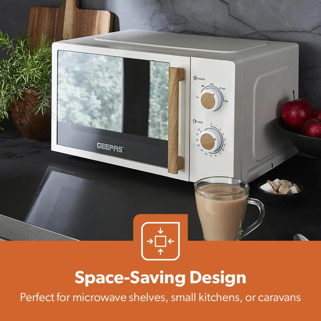 20L Cream NordiQ Solo Microwave Oven With 5 Power Levels 700W - Image 5