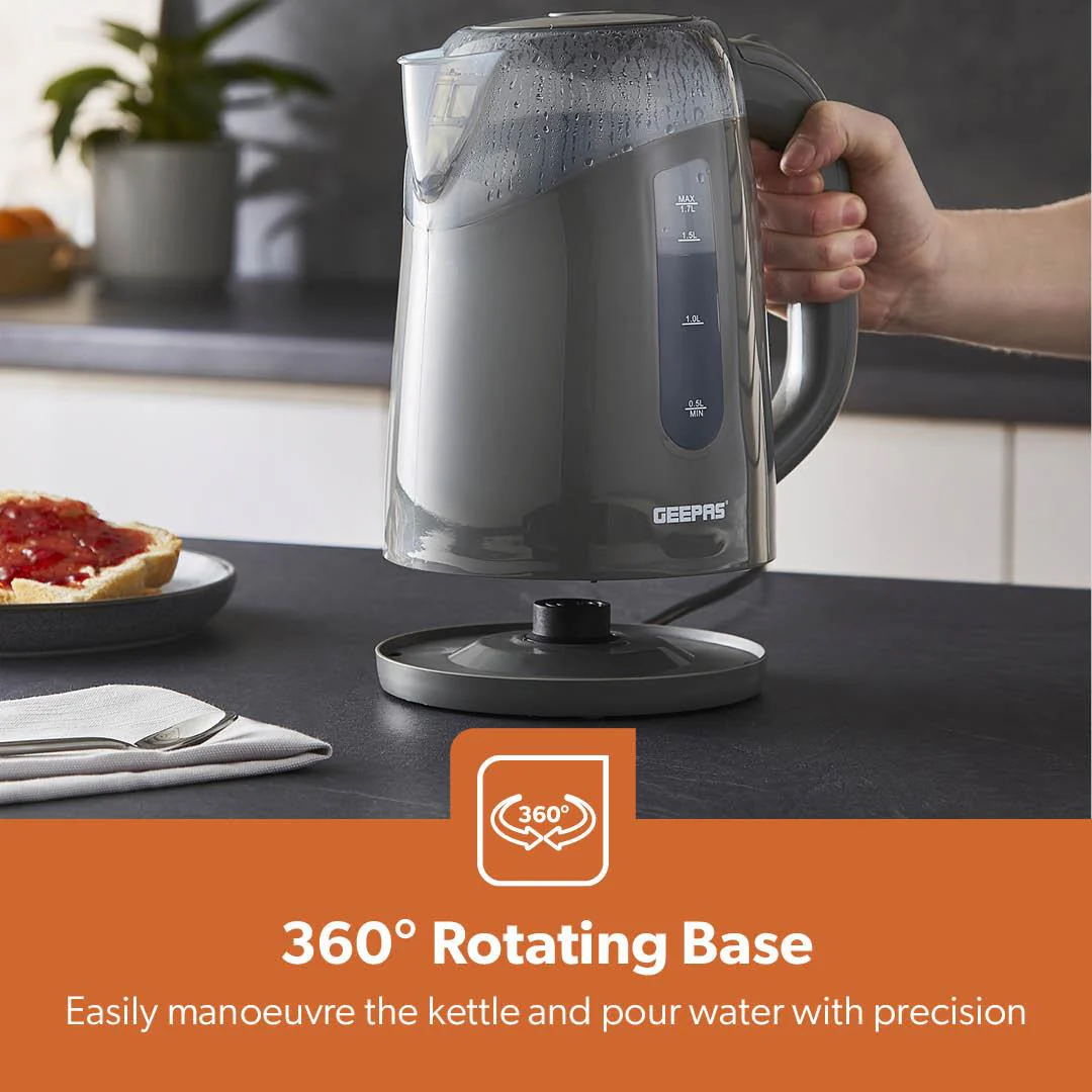 2200W Illuminating Electric Jug Kettle 1.7L In Grey - Image 3