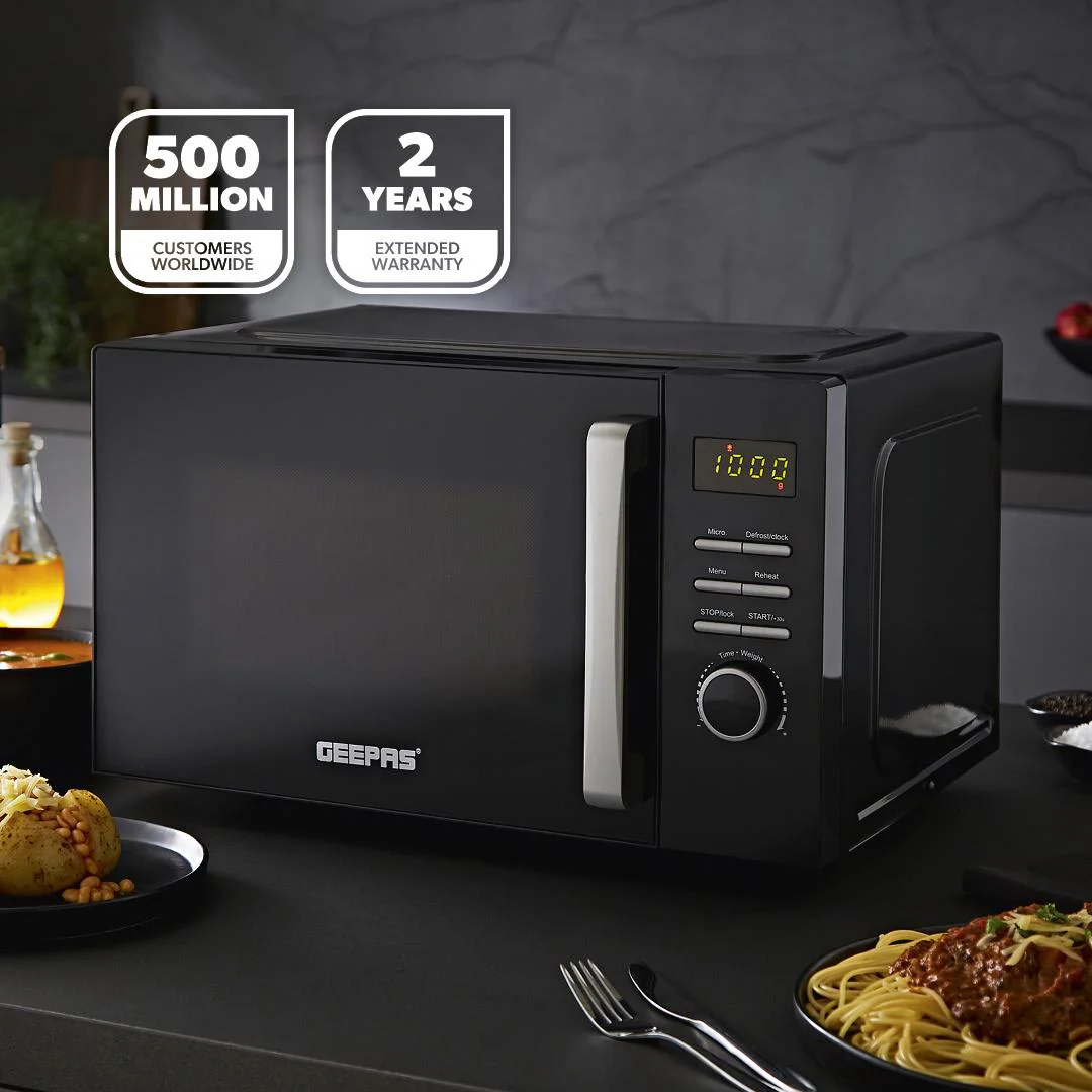 23L Digital Microwave Oven, 1.8L Retro Kettle & 4-Slice Toaster Set - Image 2