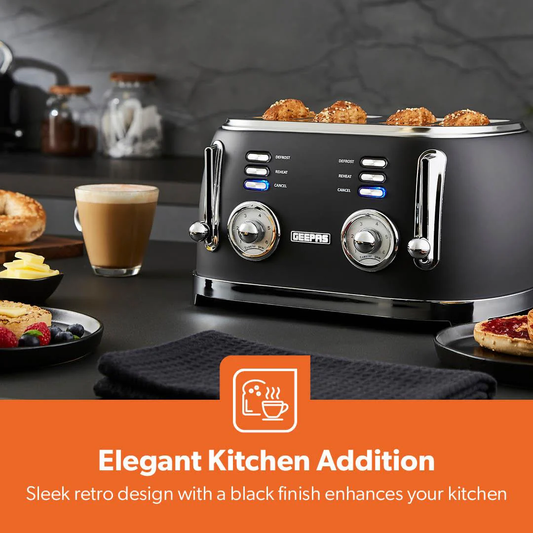 23L Digital Microwave Oven, 1.8L Retro Kettle & 4-Slice Toaster Set - Image 6