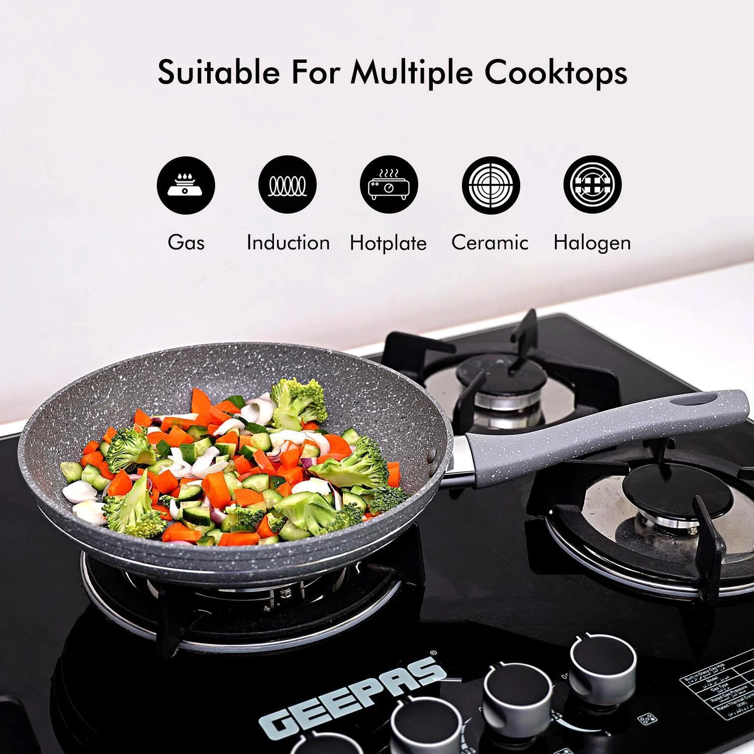 24cm Non-Stick Granite Coated Induction Safe Fry Pan - Image 4