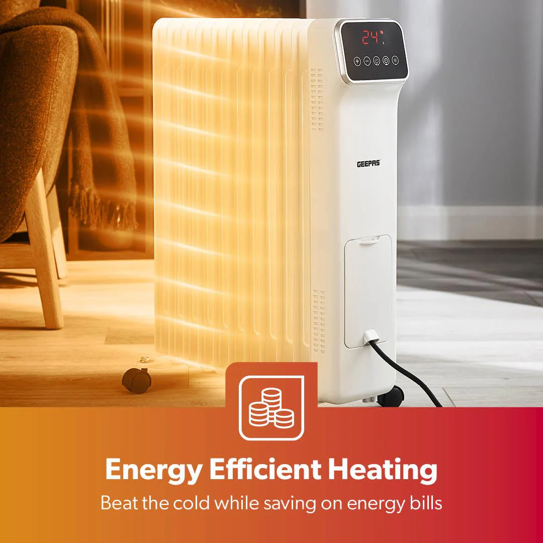 2500W Digital 11-Fin Oil-Filled Electric Radiator Heater - Image 3