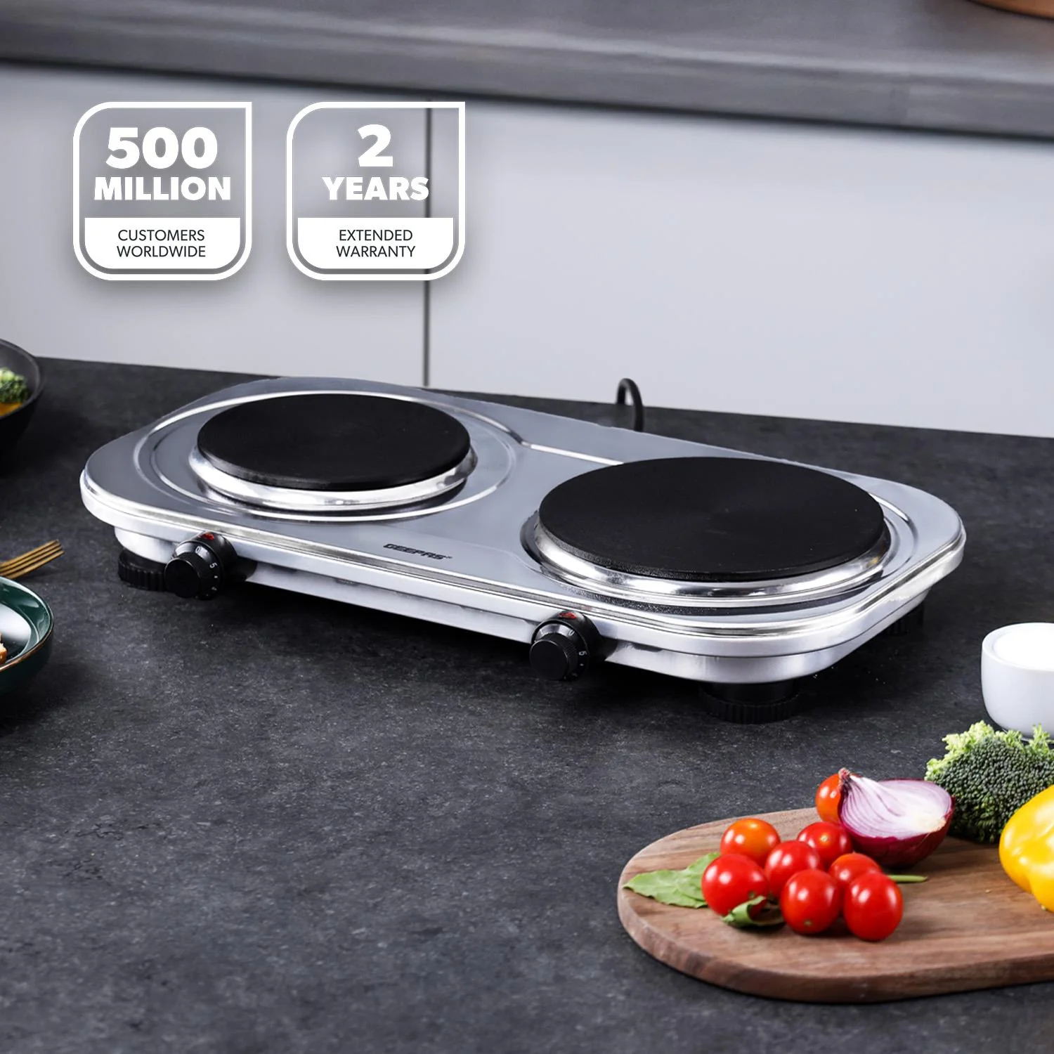 2500W Electric Double Hot Plate - Portable Stainless Steel Hob - Image 2