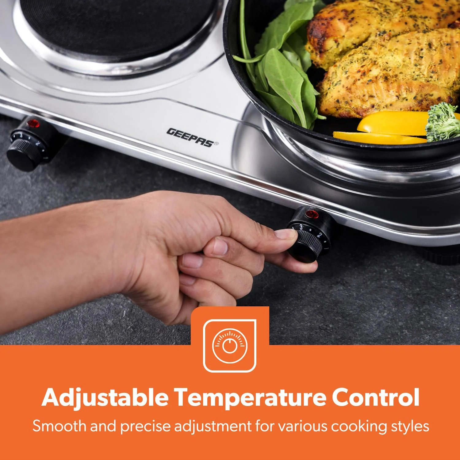 2500W Electric Double Hot Plate - Portable Stainless Steel Hob - Image 3
