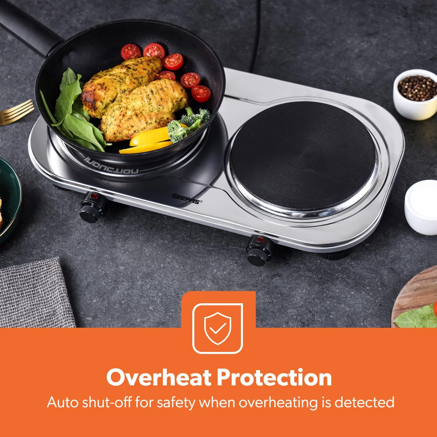 2500W Electric Double Hot Plate - Portable Stainless Steel Hob - Image 4
