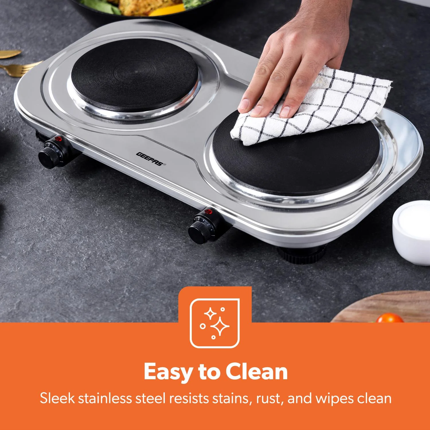 2500W Electric Double Hot Plate - Portable Stainless Steel Hob - Image 5