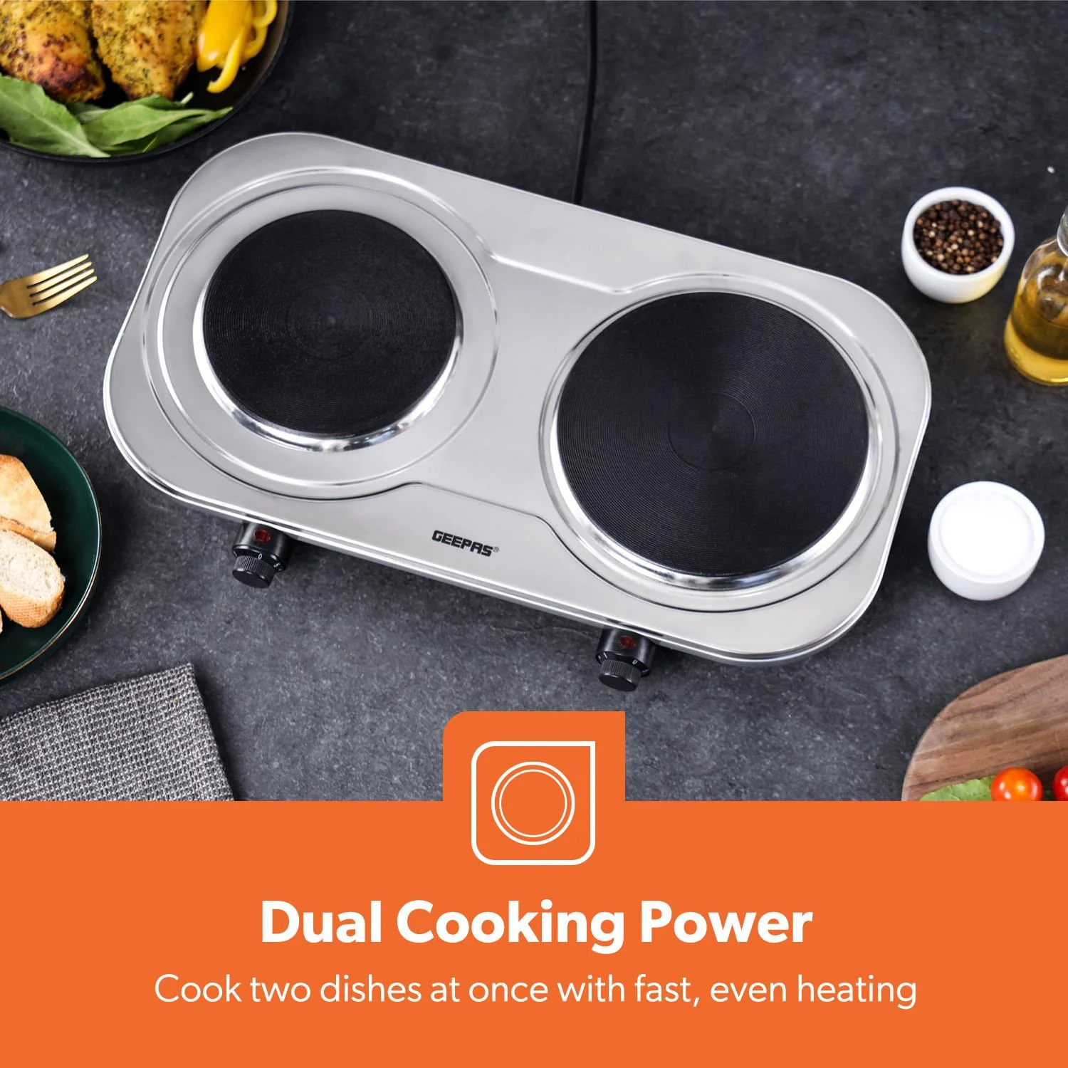 2500W Electric Double Hot Plate - Portable Stainless Steel Hob - Image 7
