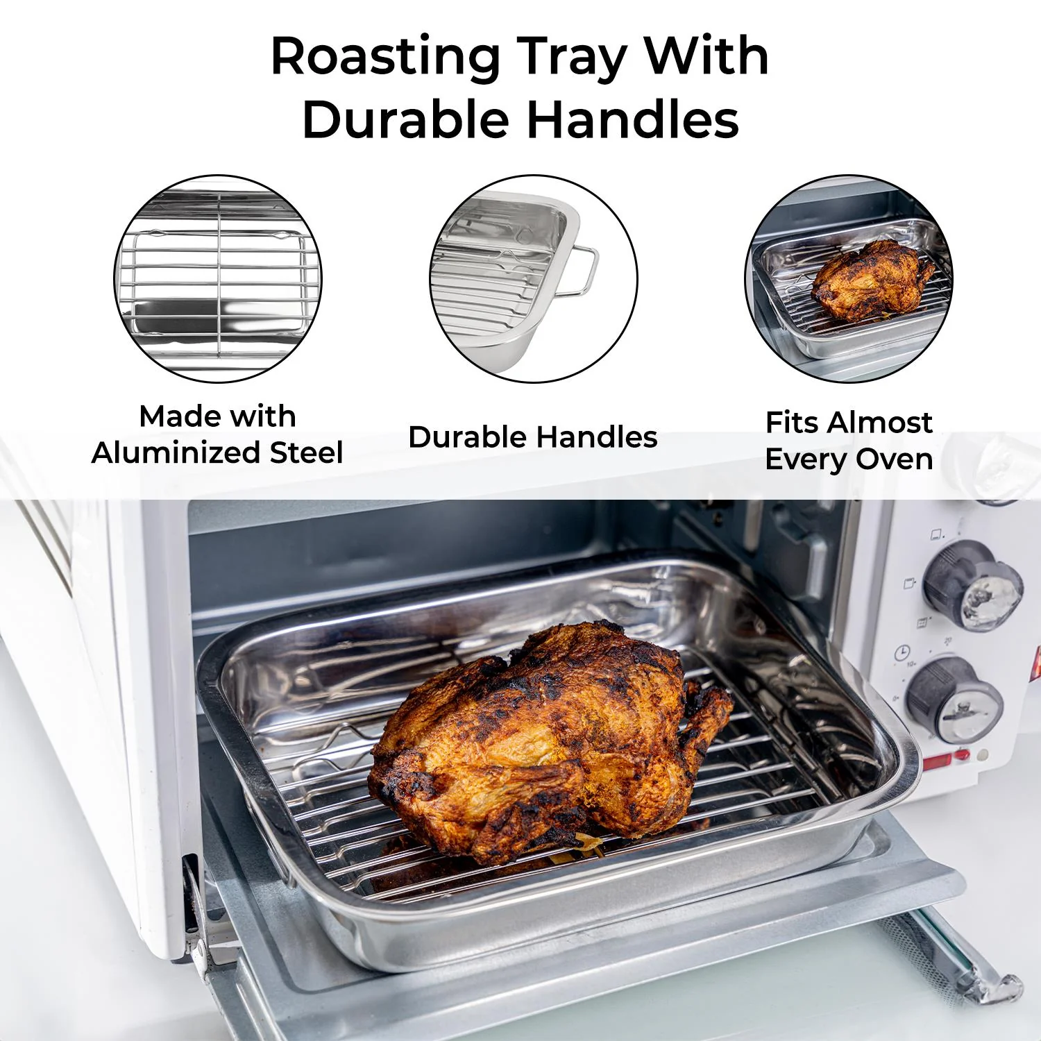 25cm Stainless Steel Roasting and Baking Grill Tray - Image 5