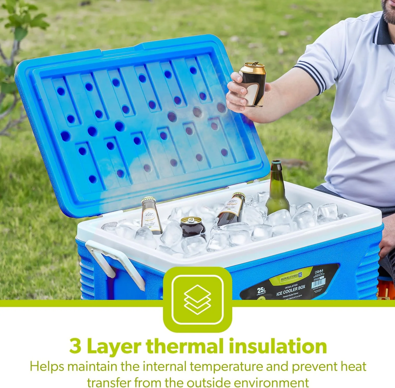 25L Blue Triple-Insulated Ice Cooler Chest For Camping - Image 3