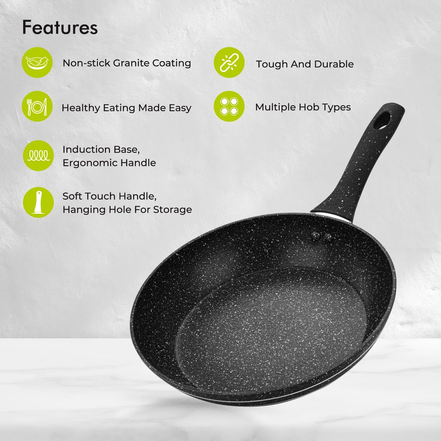 26cm Granite Coated Induction Non-Stick Frying Pan - Image 4