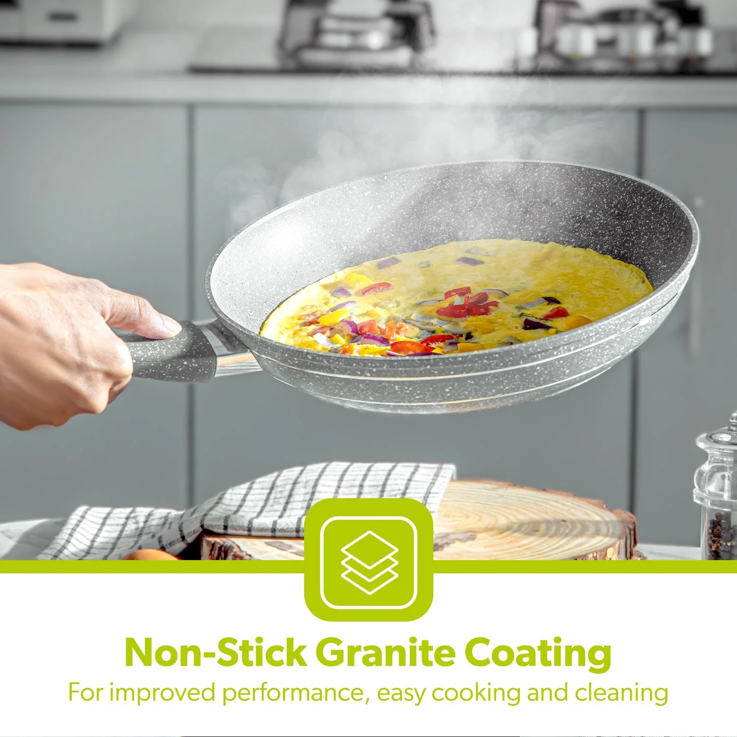 28cm Non-Stick Granite Coated Frying Pan Grey - Image 3