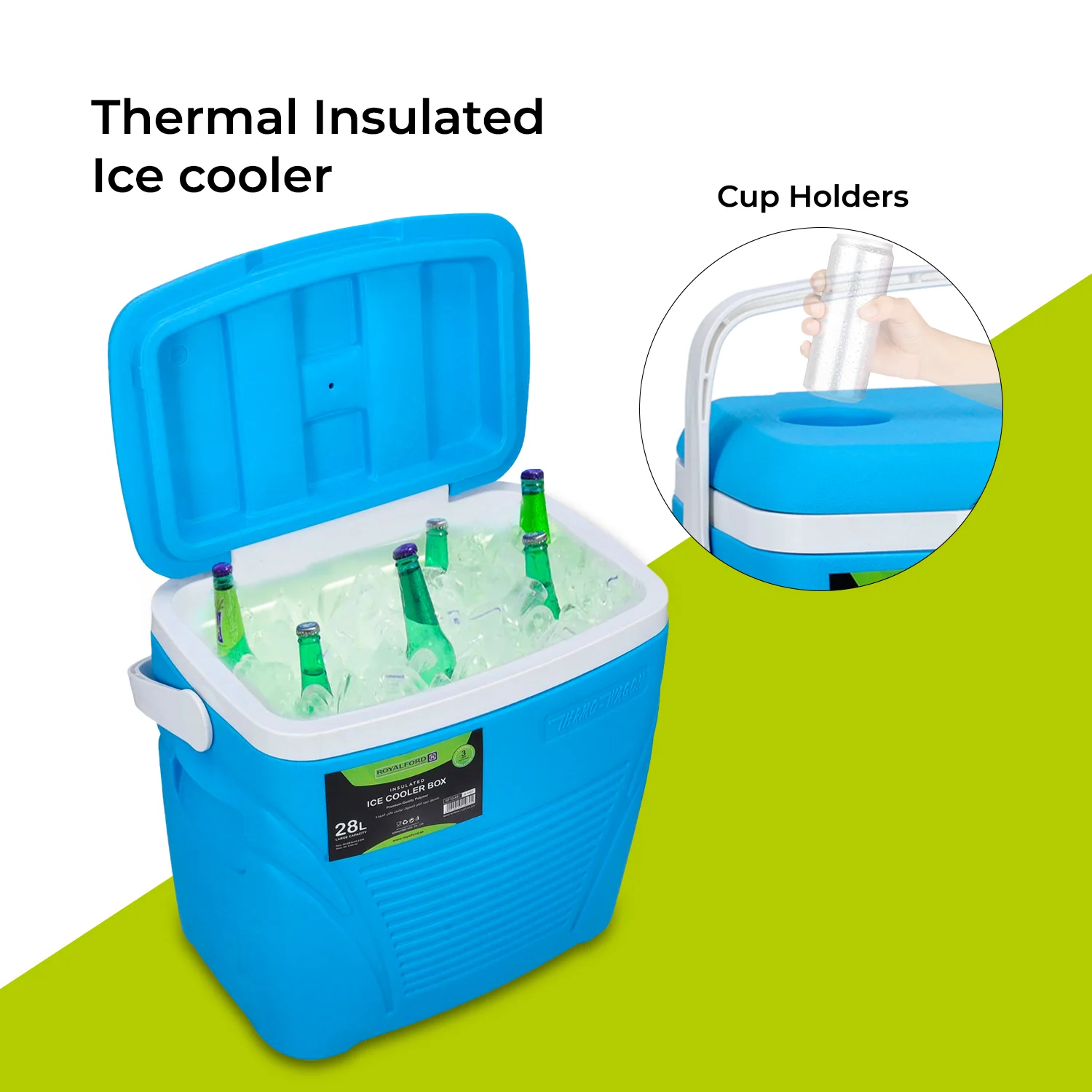 28L Blue Insulated Ice Cooler Box - Image 4