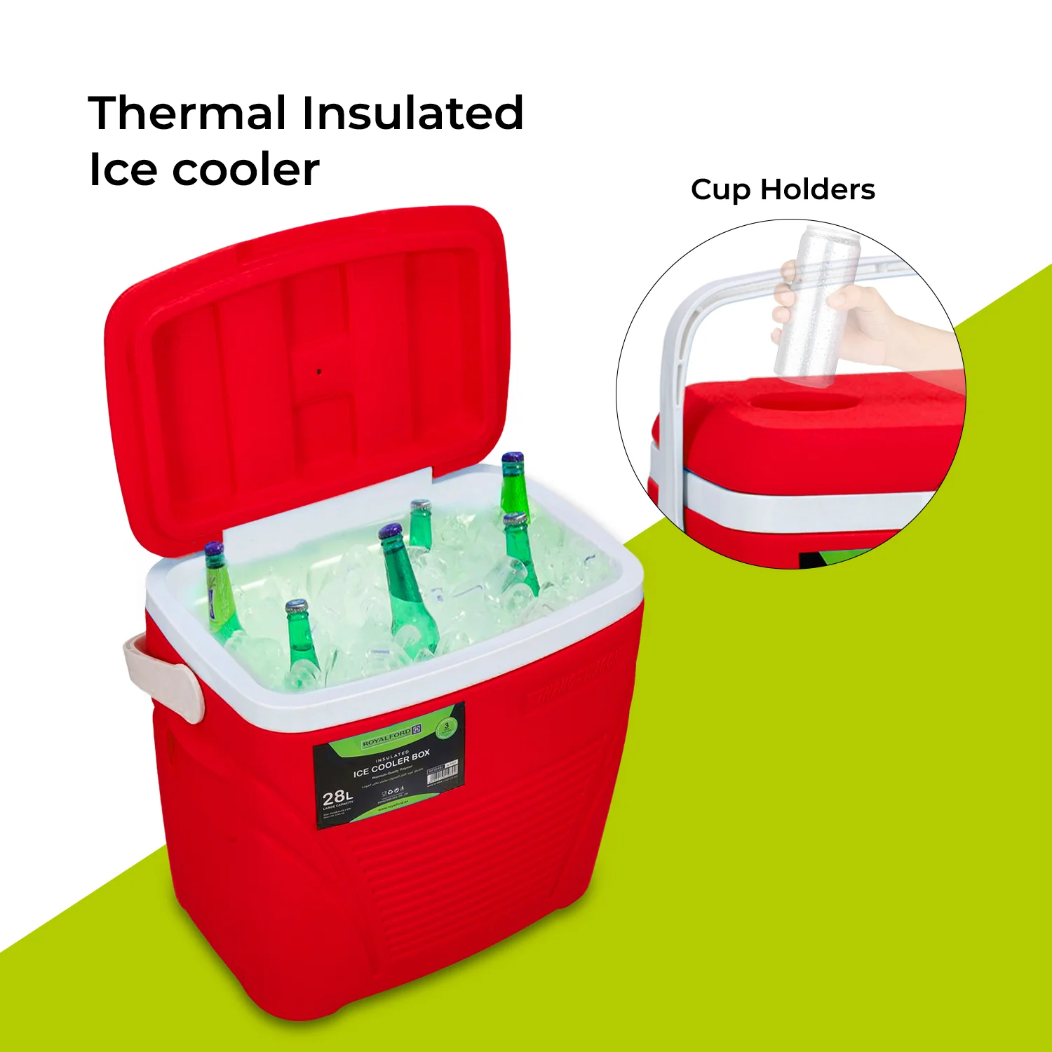 28L Red Insulated Ice Cooler Box - Image 4