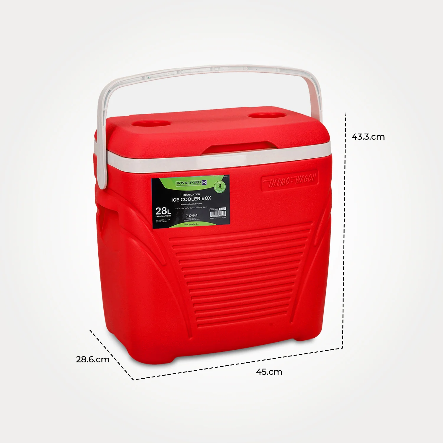 28L Red Insulated Ice Cooler Box - Image 5