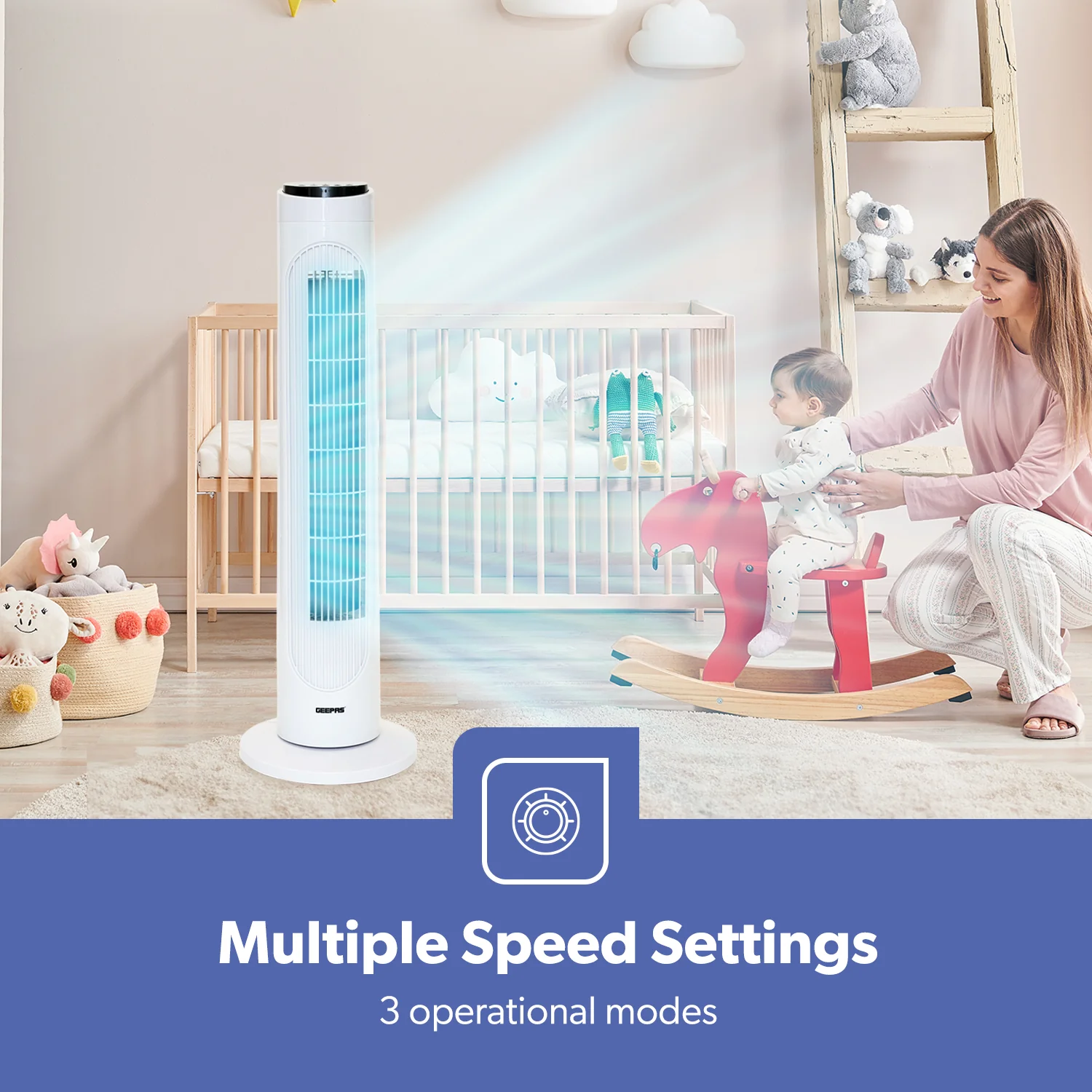 29-Inch Oscillating Tower Fan with 3 Speeds and Remote Control - Image 3