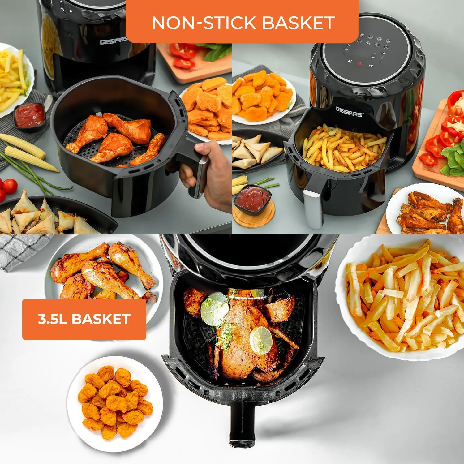 3.5L Air Fryer, 2 Slice Toaster & 1.7L Kettle Combo Set In Black - Image 9