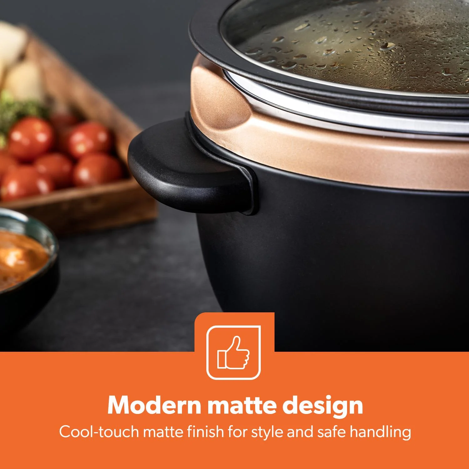3.5L Black and Gold Matte Slow Cooker With 3 Heat Settings - Image 6