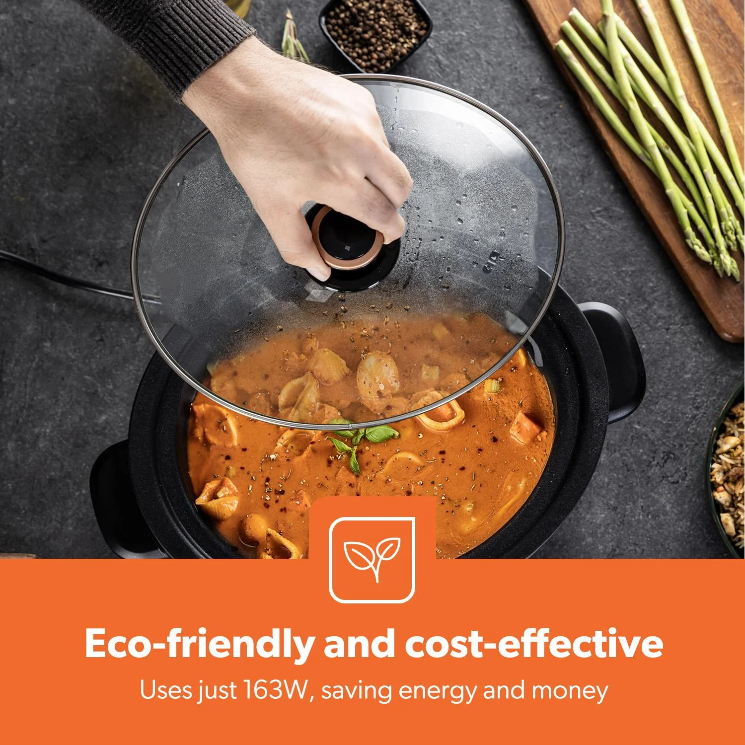 3.5L Black and Gold Matte Slow Cooker With 3 Heat Settings - Image 8